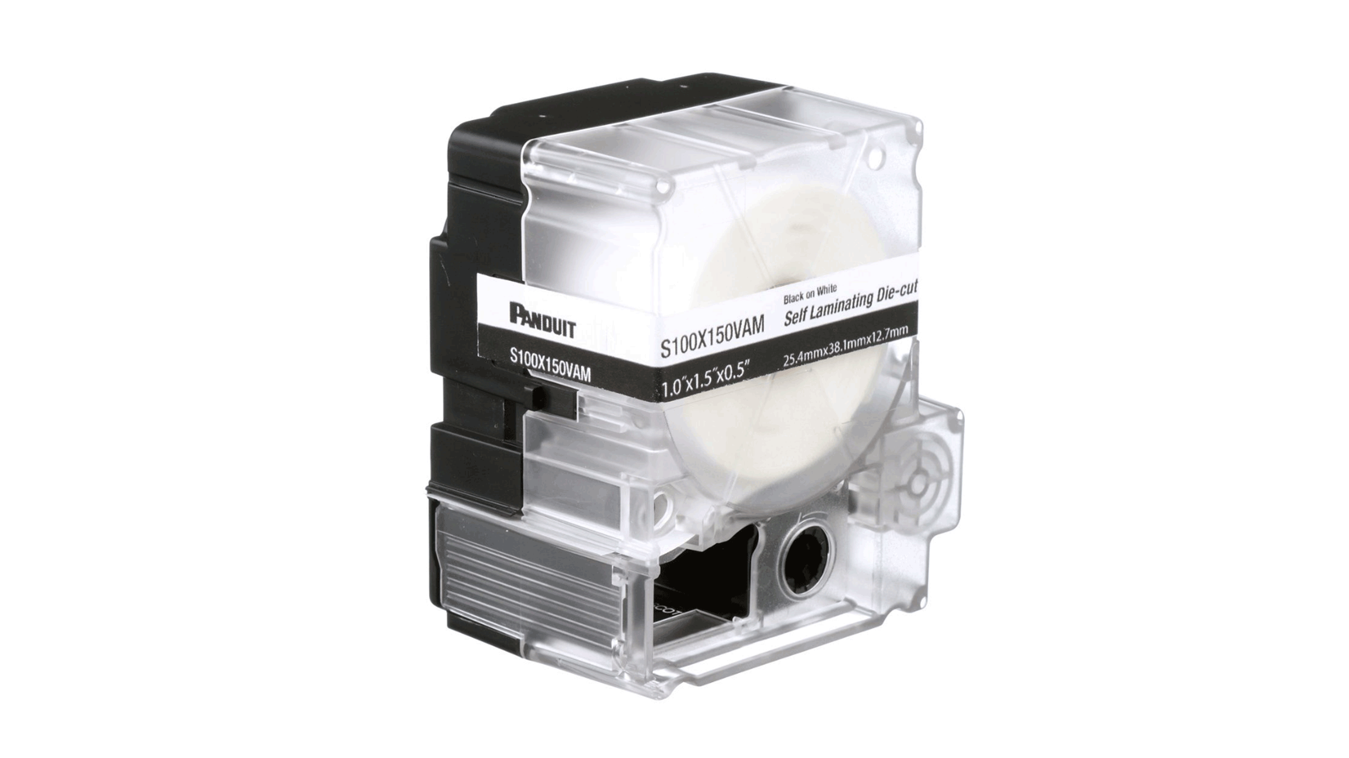 Imagen de CARTUCHO ETIQUETA AUTOLAMINADA 1” X 6.5” NEGRO SOBRE BLANCO 45 PZS. PANDUIT