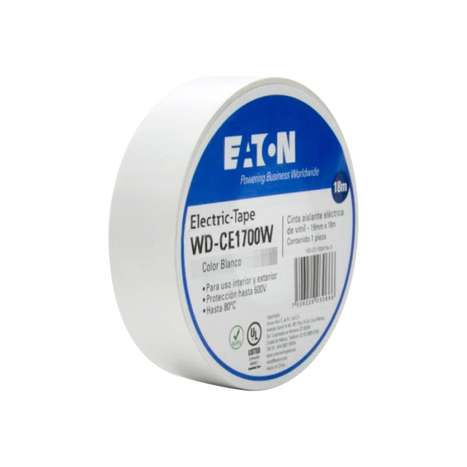 Imagen de CINTA AISLANTE COLOR BLANCO 19MM X 18M EATON