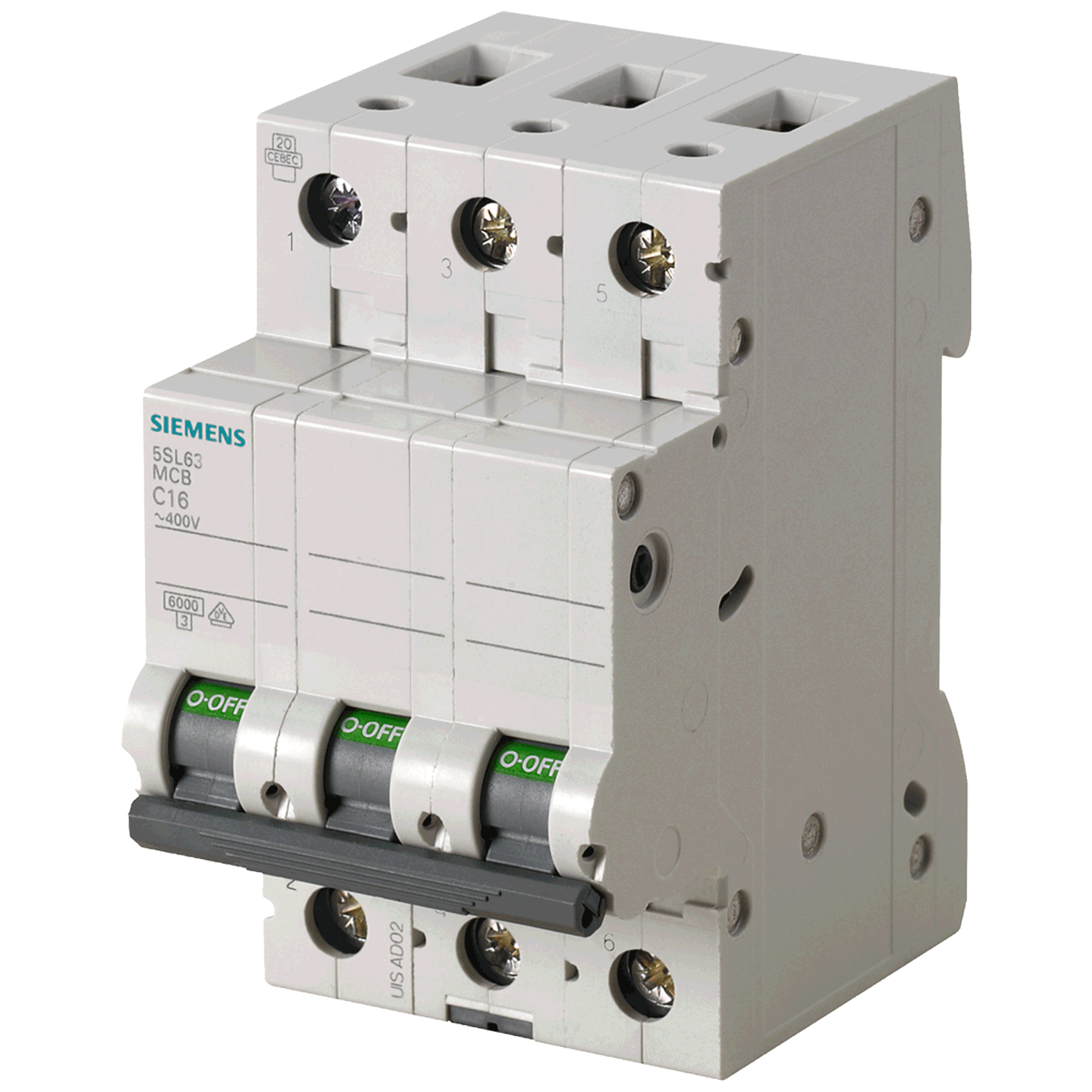 Imagen de PASTILLA INTERRUPTOR PARA RIEL DIN 5SL 3X40A 6KA 250/440V