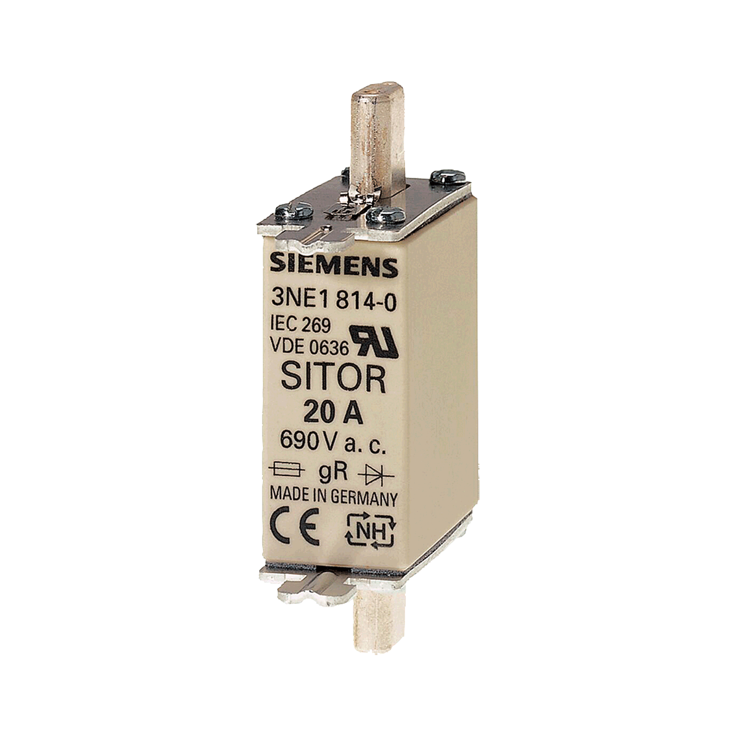 Imagen de CARTUCHO FUSIBLE SITOR NH000 16A 690V AC, 250V DC