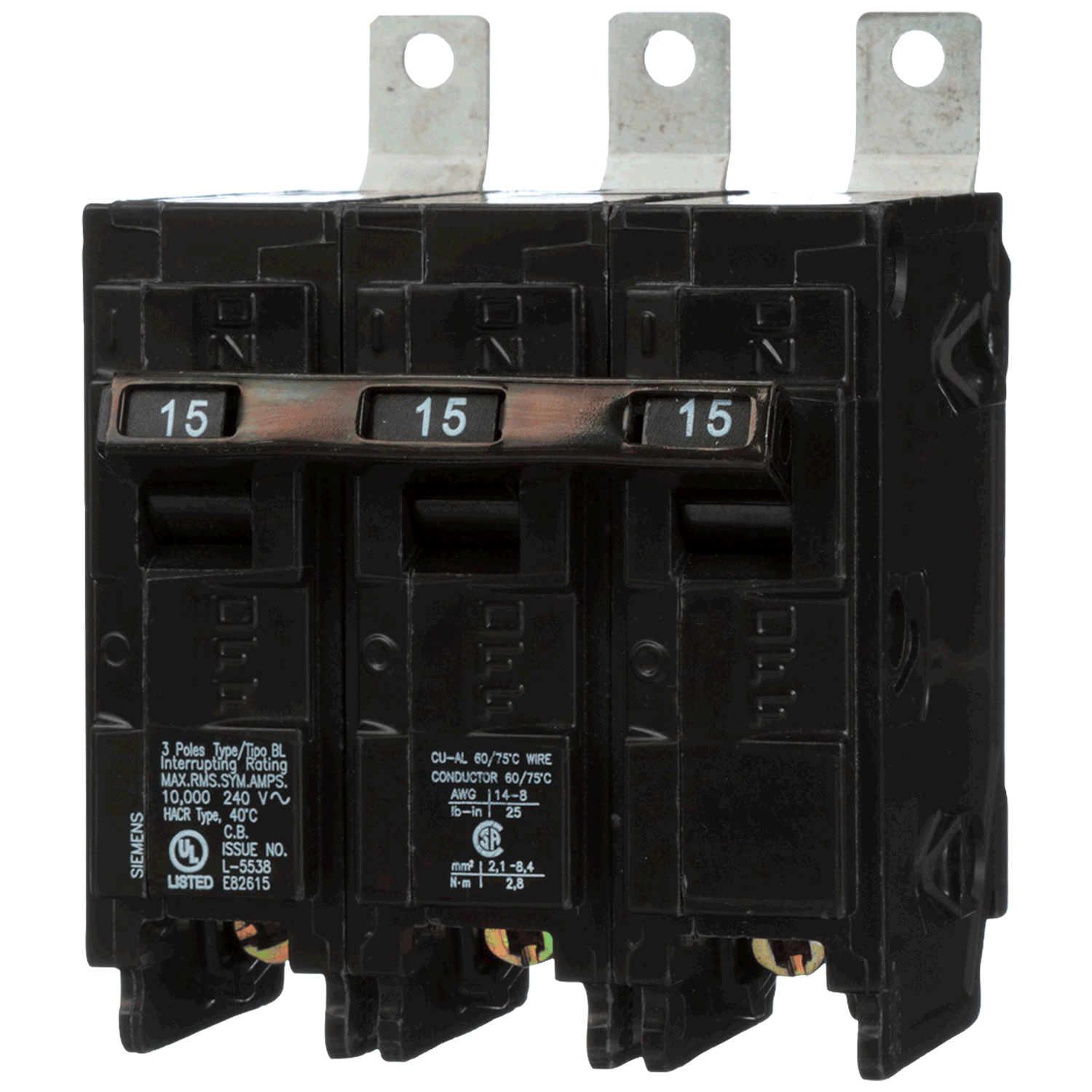 Imagen de PASTILLA INTERRUPTOR BL 3X15A 10KA 120/240V