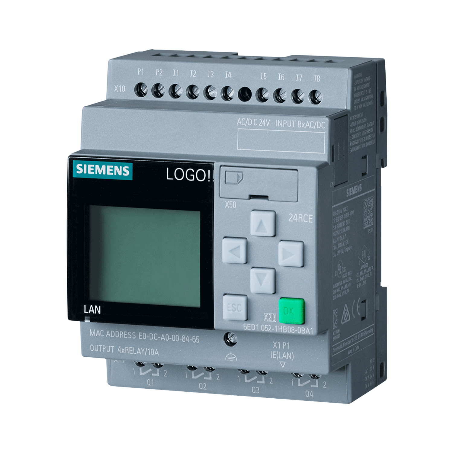 Imagen de LOGO! 24CE, MODULO LOGICO DISPLAY 24V DC 8 E DIGITALES