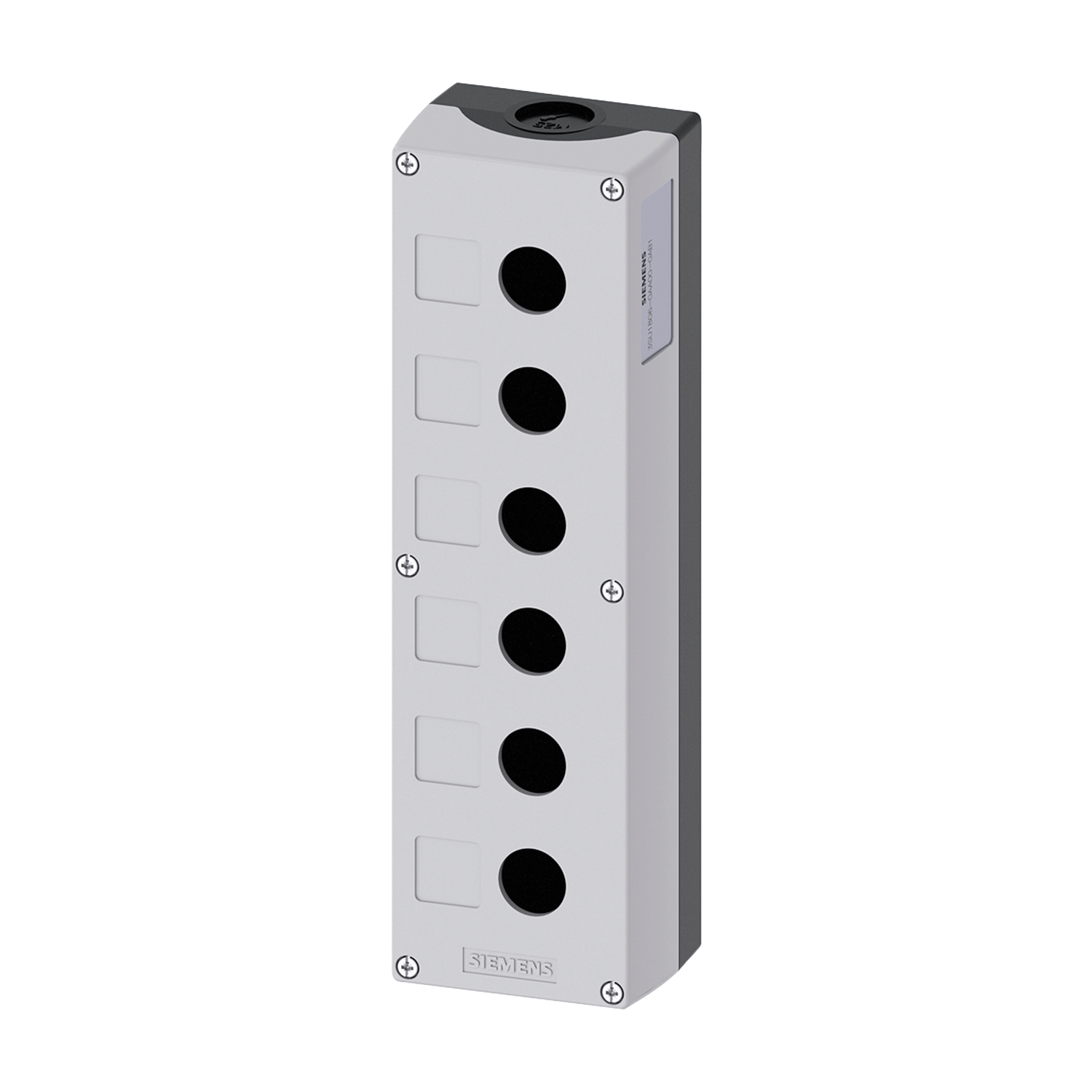 Imagen de CAJA BOTONERA DE MANDO 22MM DE PLASTICO GRIS 6 PERFORACIONES