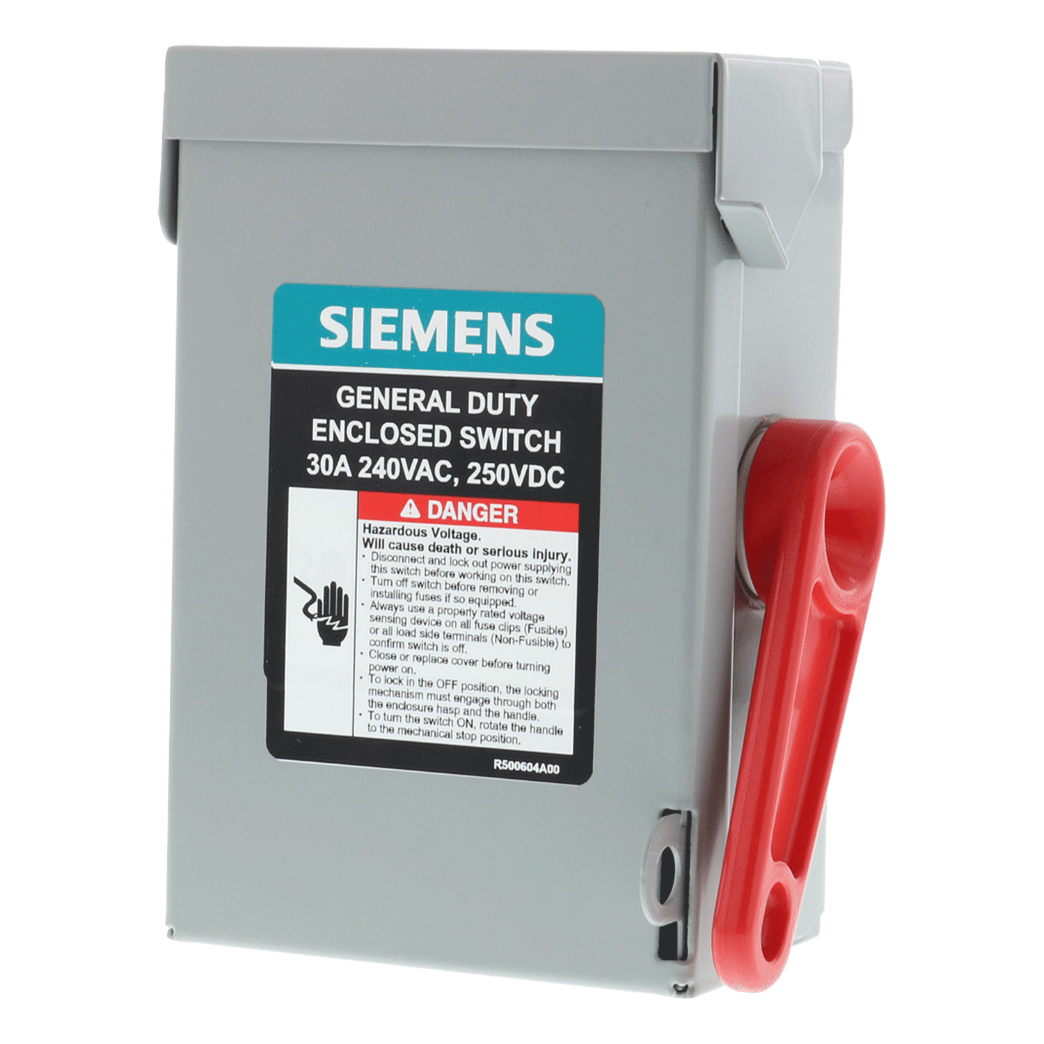 Imagen de INTERRUPTOR DE SEGURIDAD 2 X 30A 240V NEMA 1 S/PORTA FUSIBLE