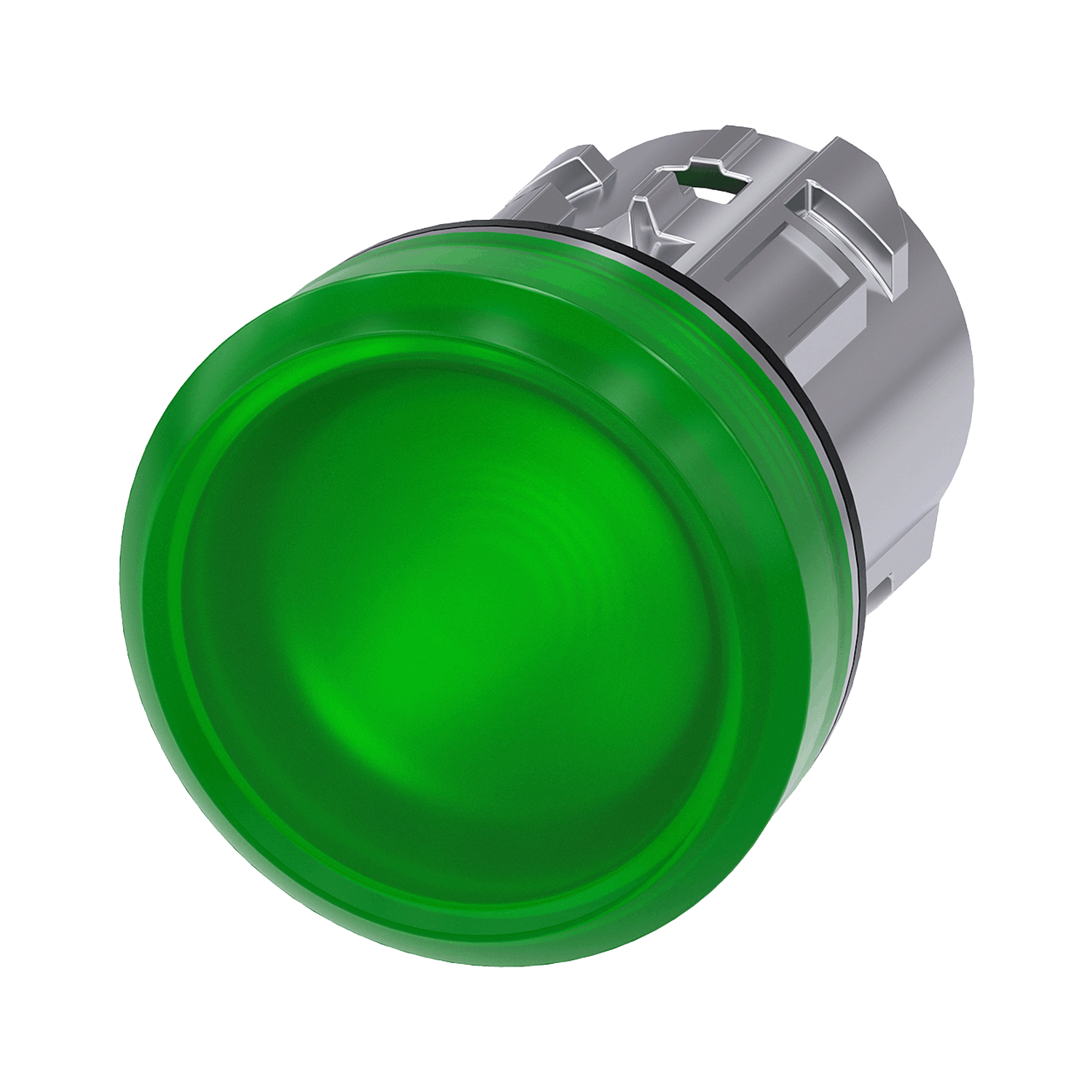 Imagen de LAMPARA DE SEÑALIZACION VERDE 22MM METAL LENTE LISA