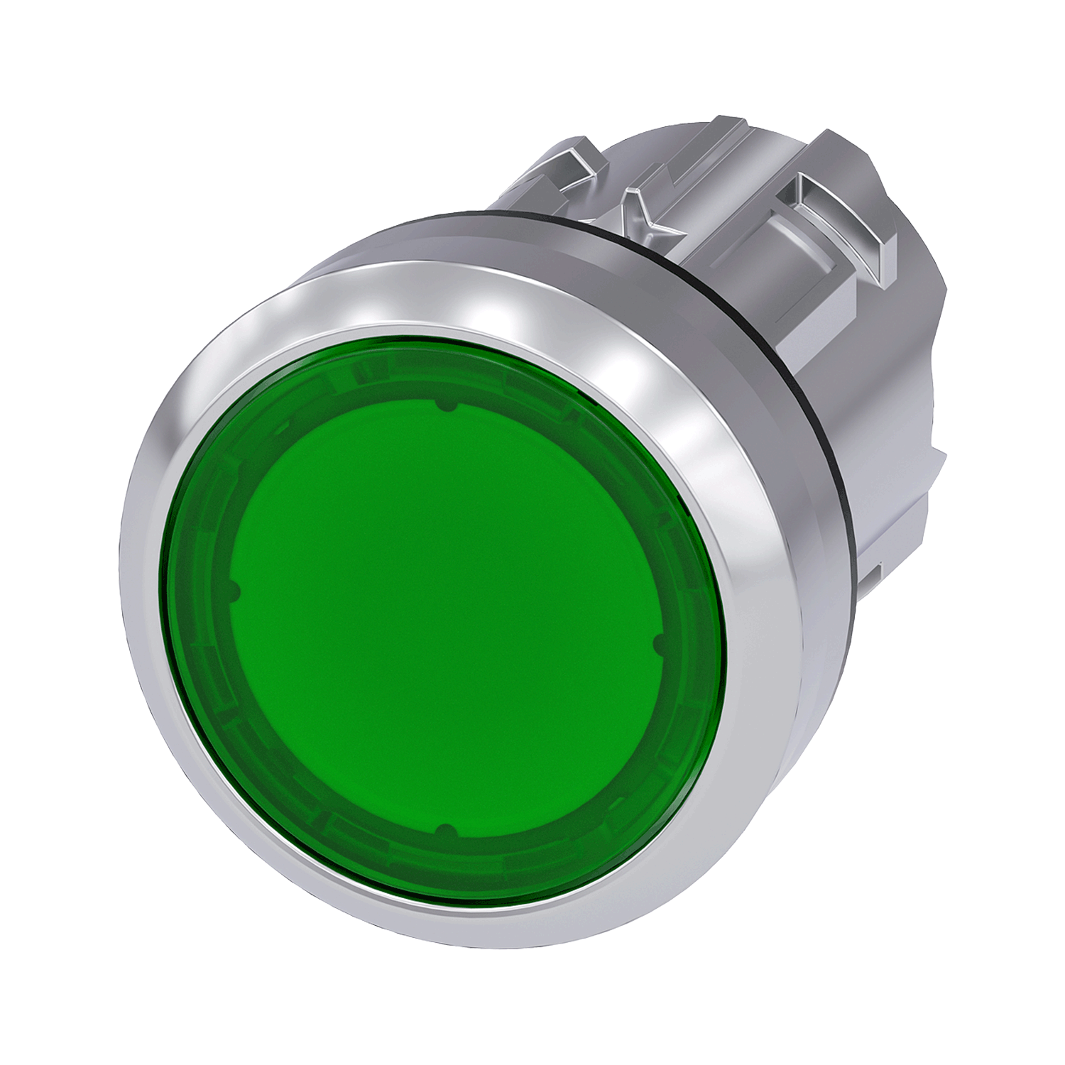 Imagen de BOTON PULSADOR ILUMINADO VERDE 22MM METALICO