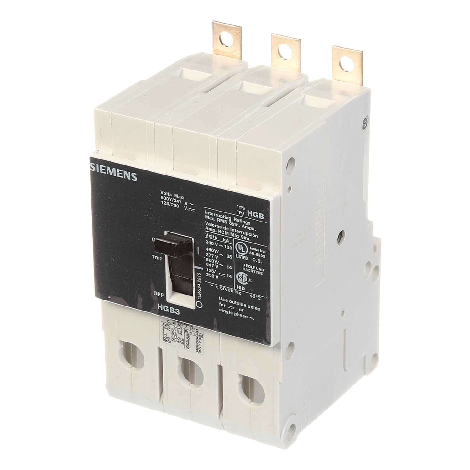 Imagen de INTERRUPTOR HGB 3X40A 100KA/240, 35KA/480, 14KA/600V