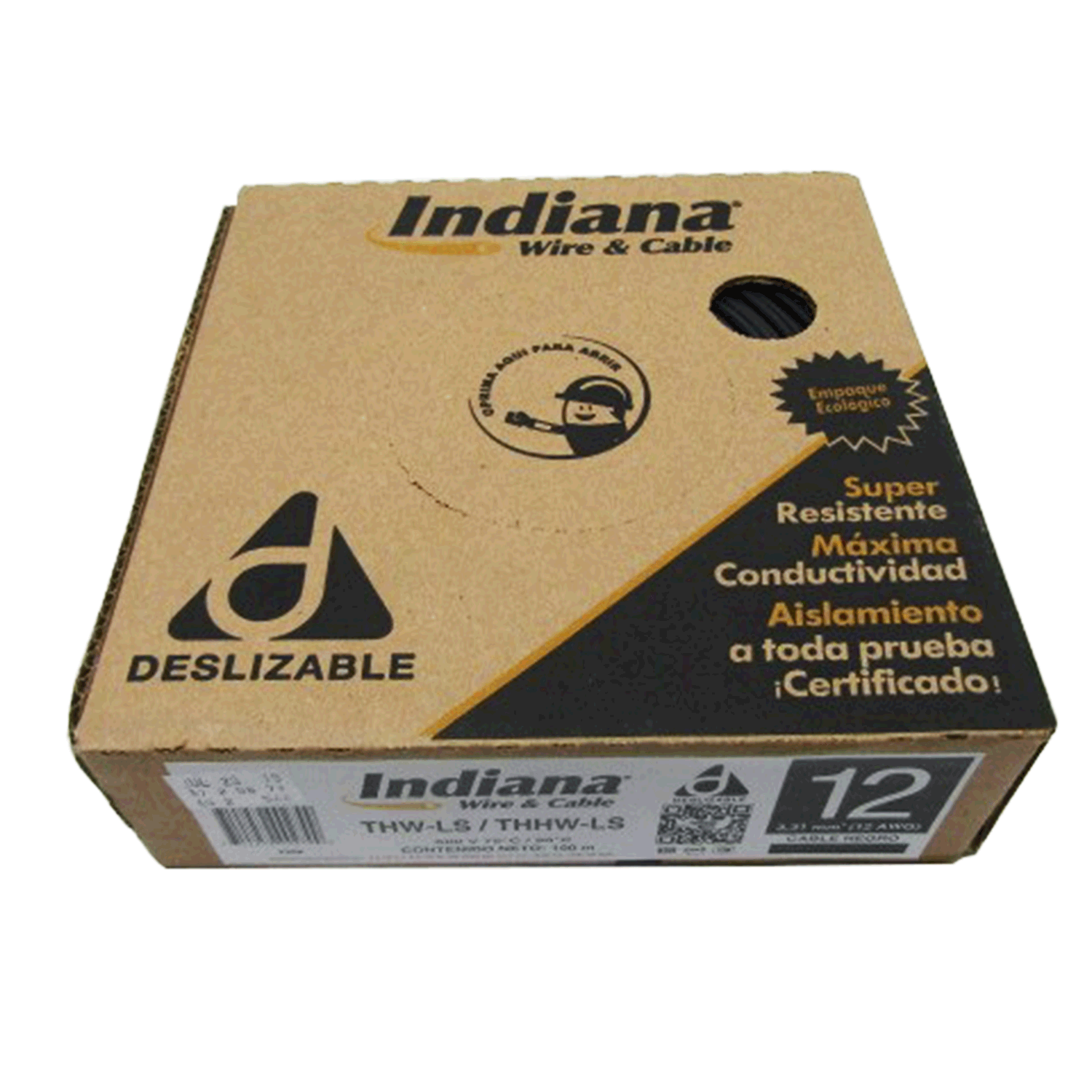 Imagen de CABLE THW-LS/THHW-LS 12 AWG INDIANA "NEGRO" CAJA/ROLLO 100 MTS