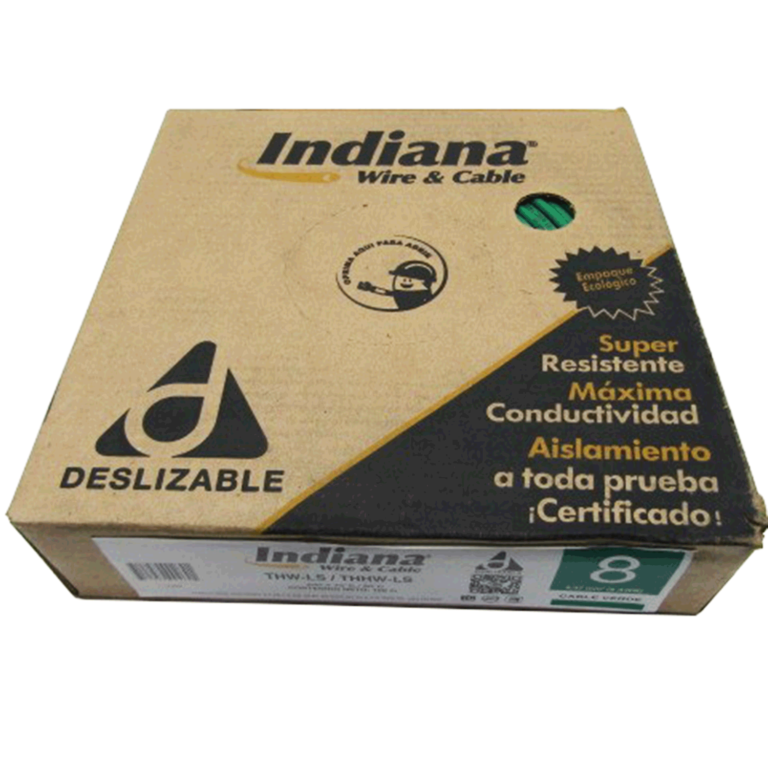 Imagen de CABLE THW-LS/THHW-LS 8 AWG INDIANA “VERDE” CAJA/ROLLO 100 MTS