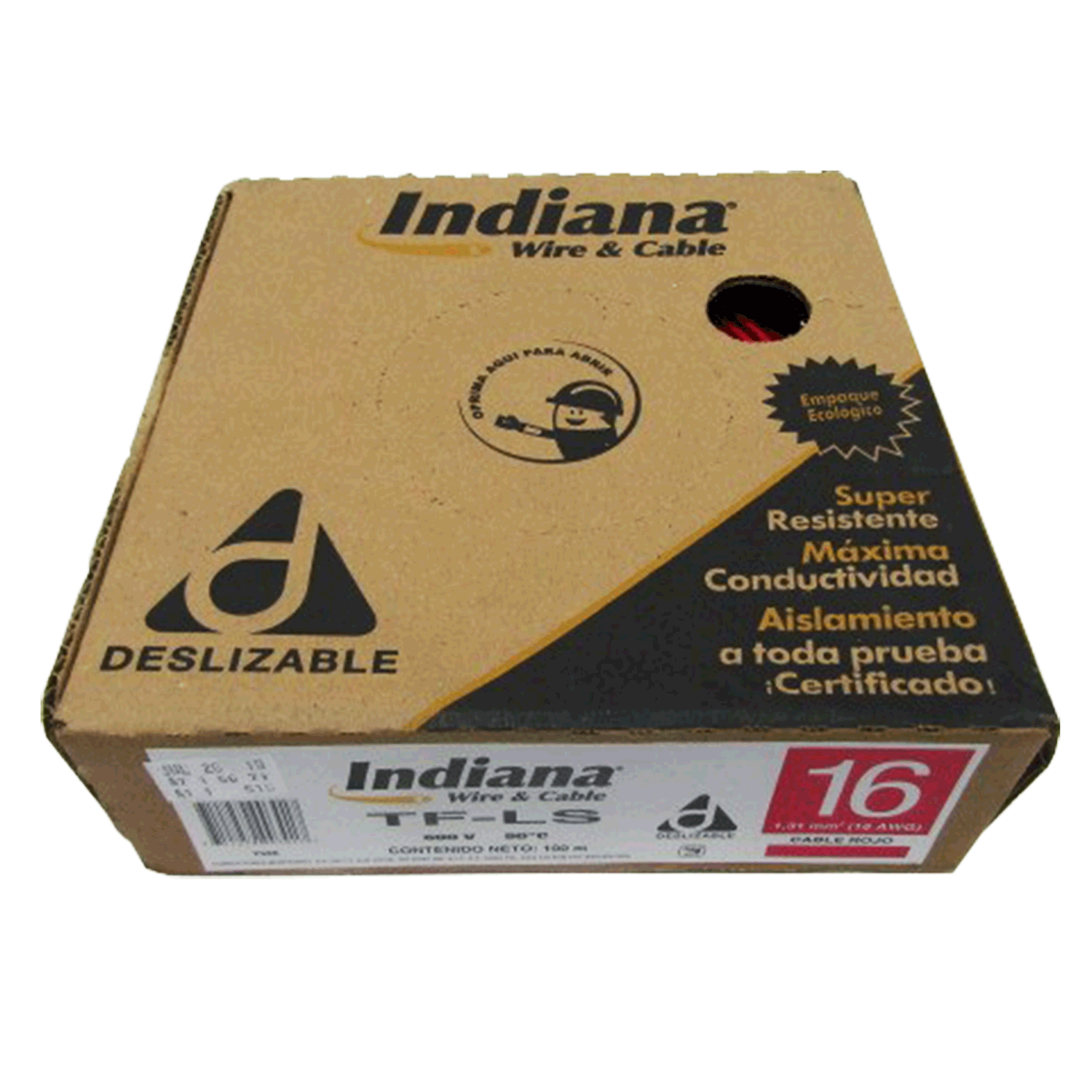 Imagen de CABLE TF-LS 16 AWG INDIANA “ROJO” CAJA/ROLLO 100 MTS