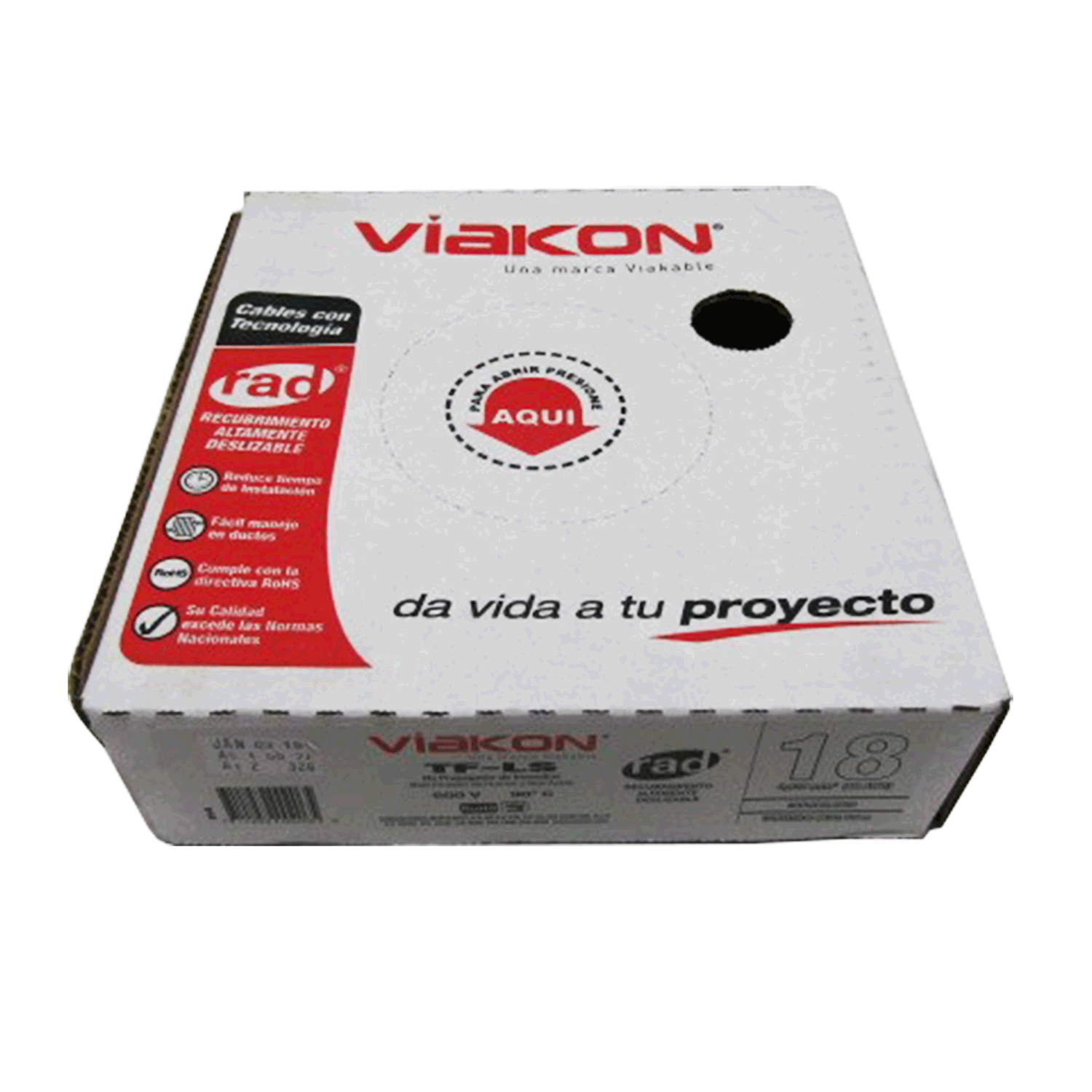 Imagen de CABLE TF-LS 18 AWG PVC CAJA (VIAKON) "BLANCO"