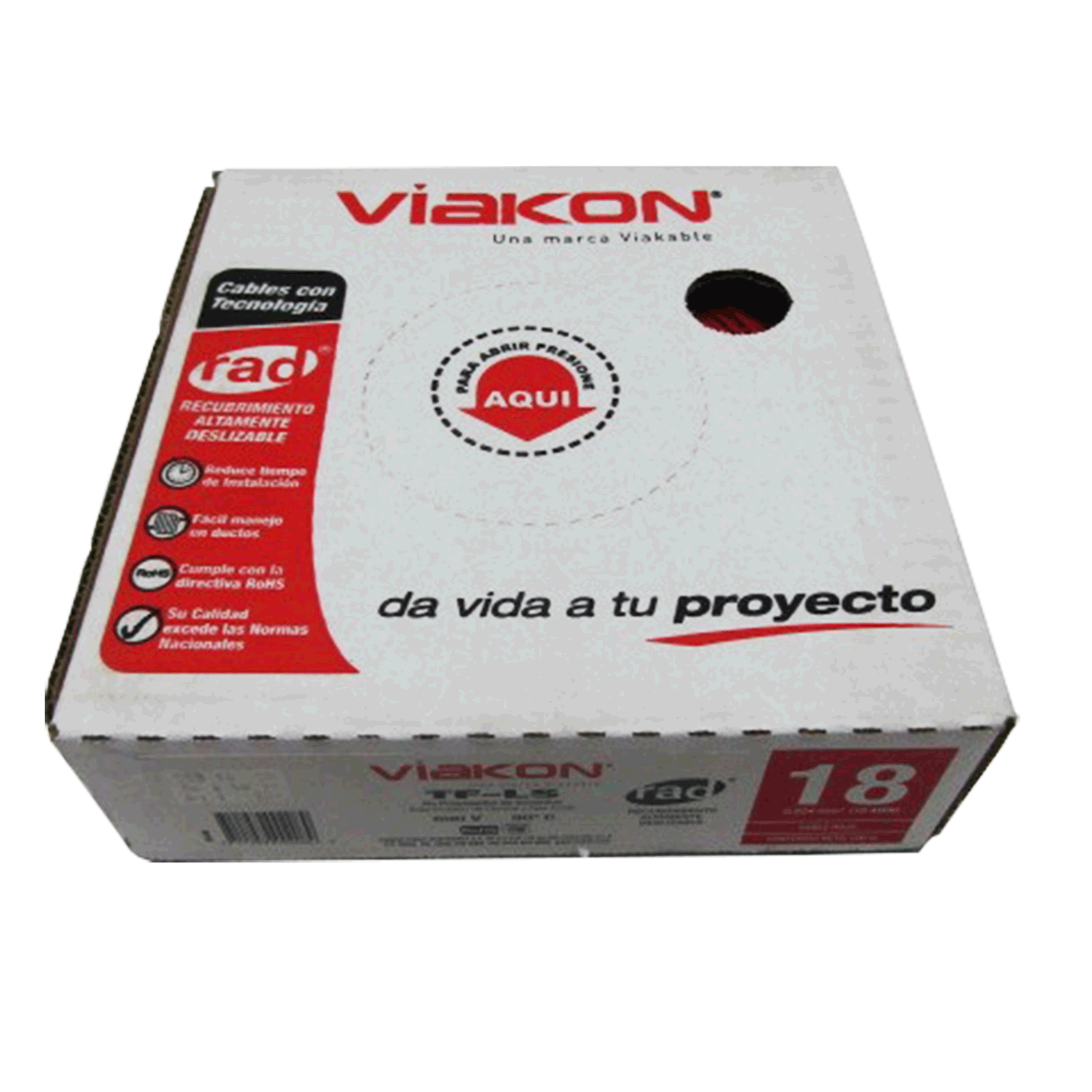 Imagen de CABLE TF-LS 18 AWG PVC CAJA (VIAKON)  "ROJO"