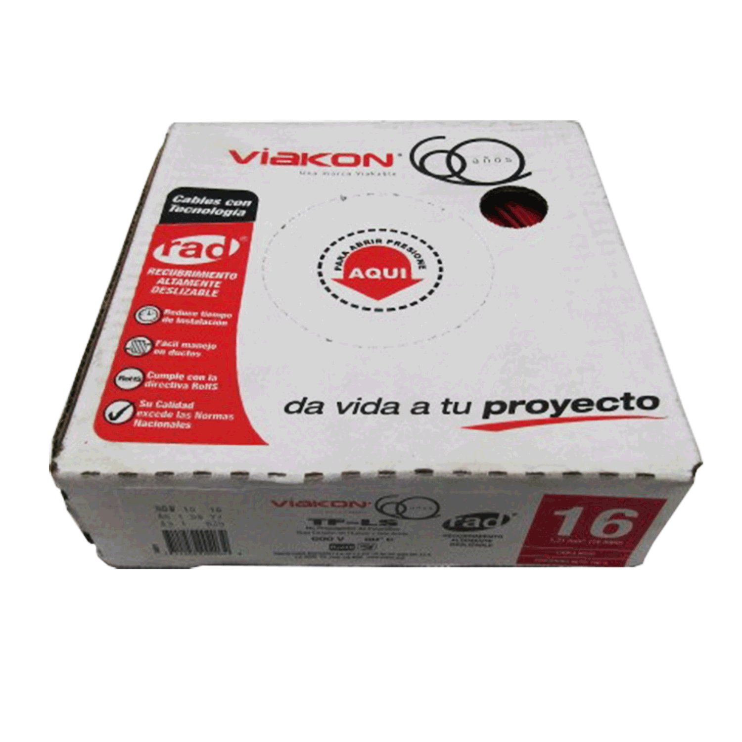 Imagen de CABLE TF-LS 16 AWG PVC CAJA (VIAKON) “ROJO”