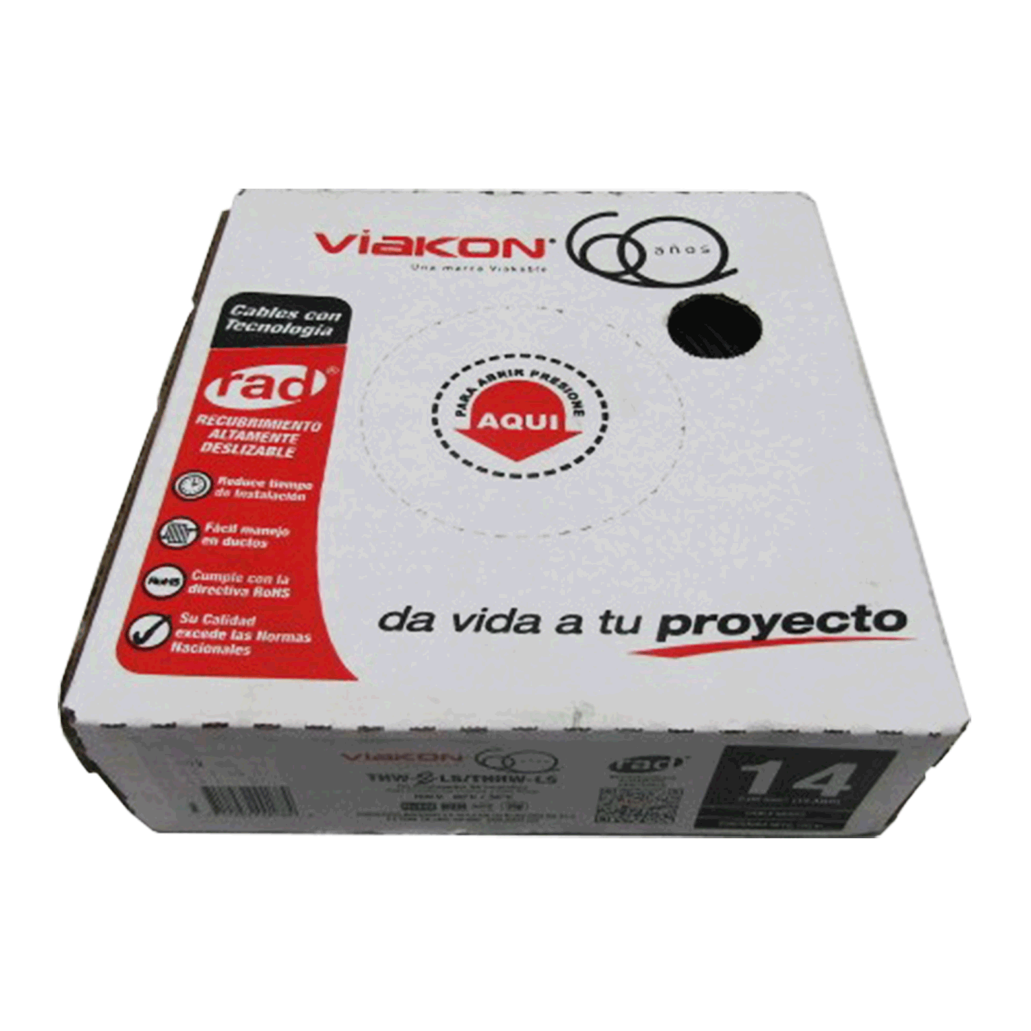 Imagen de CABLE THW-LS / THHW-LS 14 AWG PVC CAJA (VIAKON) "NEGRO"