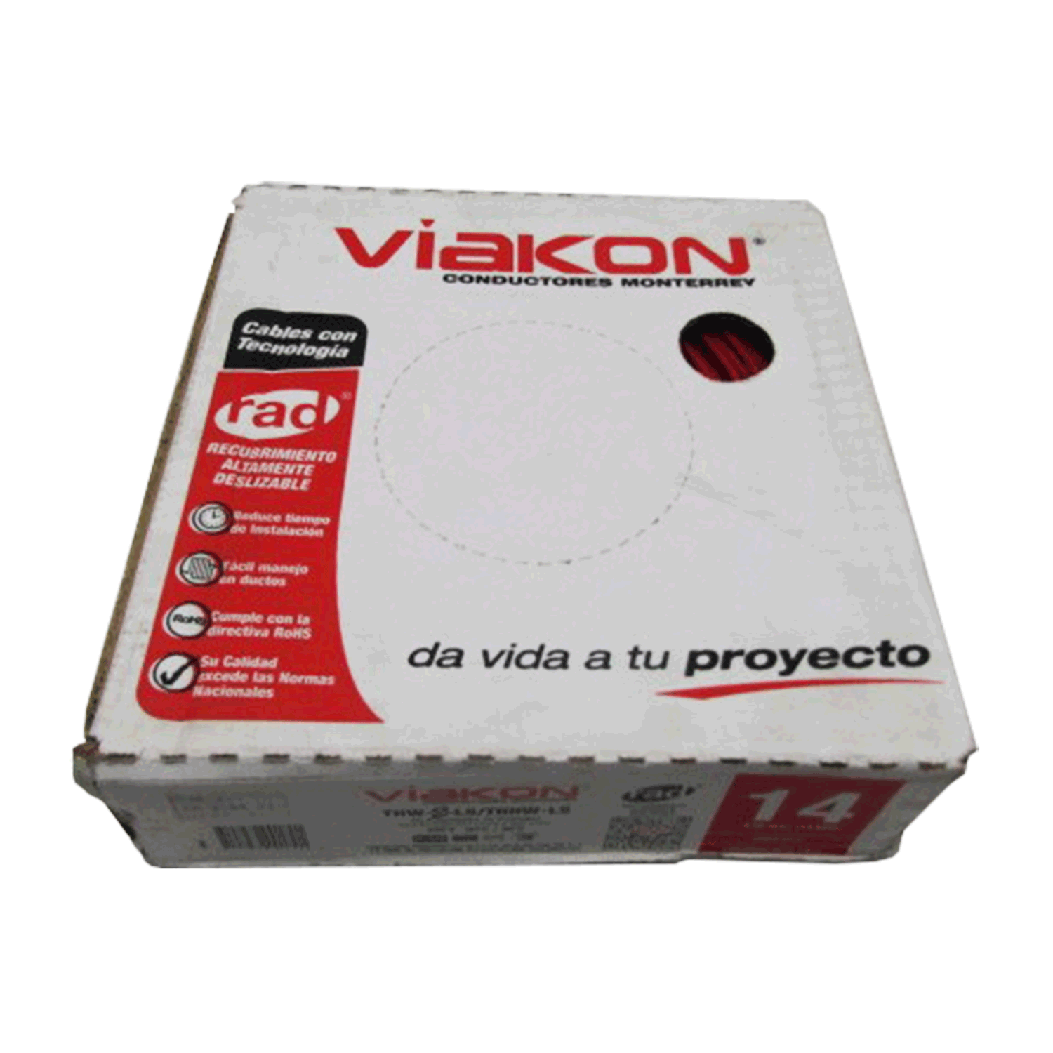 Imagen de CABLE THW-LS / THHW-LS 14 AWG PVC CAJA (VIAKON) “ROJO”