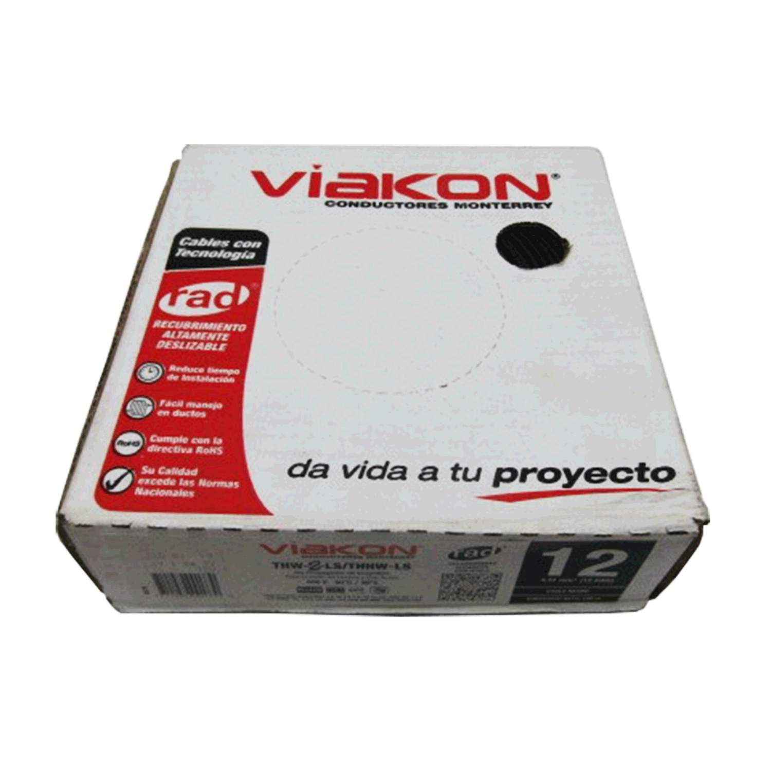 Imagen de CABLE THW-LS / THHW-LS 12 AWG PVC CAJA (VIAKON) "NEGRO"