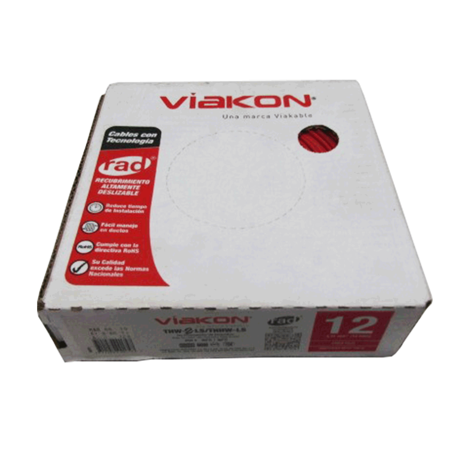 Imagen de CABLE THW-LS / THHW-LS 12 AWG PVC CAJA (VIAKON) "ROJO"