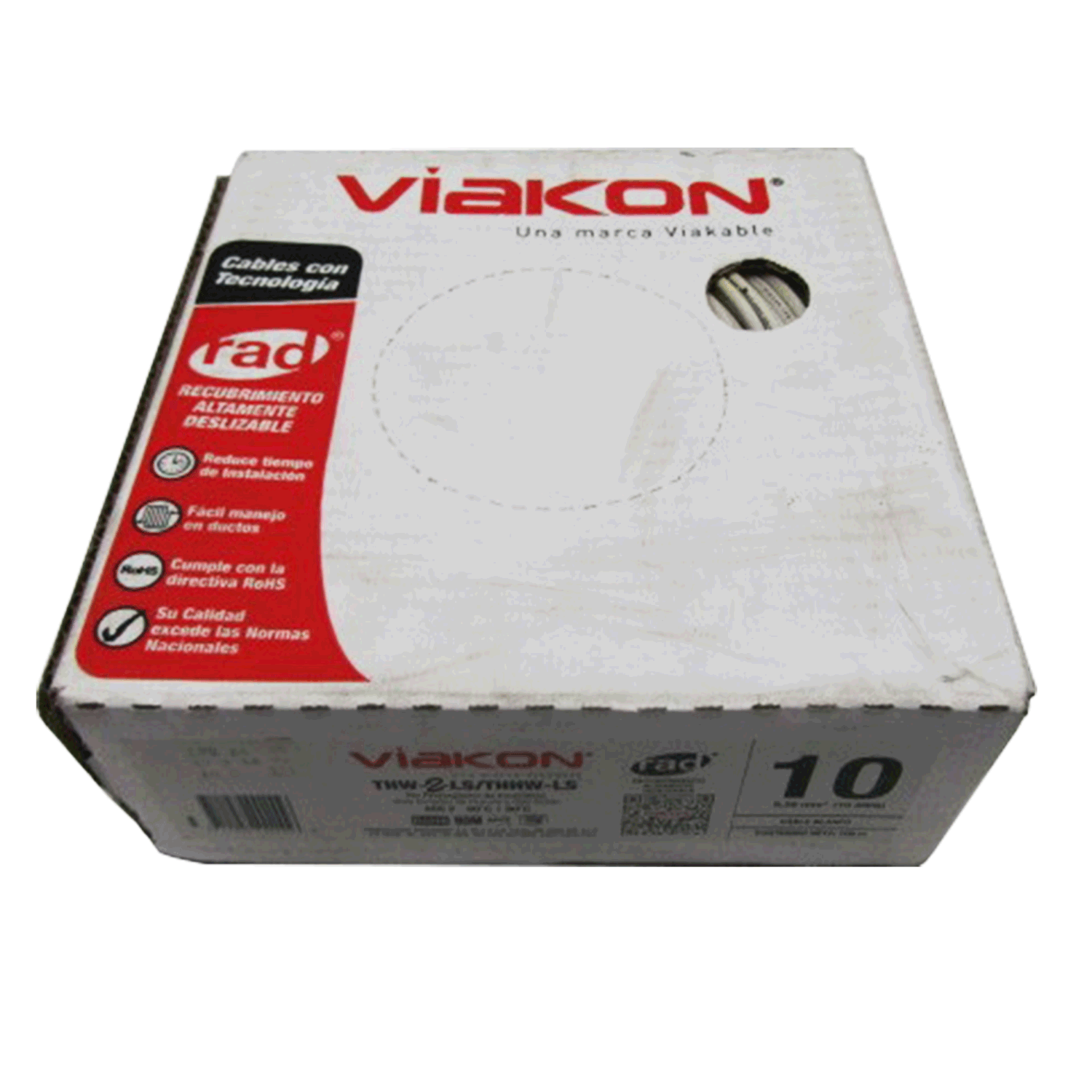 Imagen de CABLE THW-LS / THHW-LS 10 AWG PVC CAJA (VIAKON) "BLANCO"