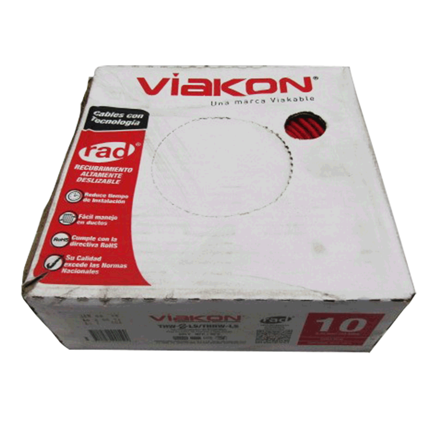 Imagen de CABLE THW-LS / THHW-LS 10 AWG PVC CAJA (VIAKON) "ROJO