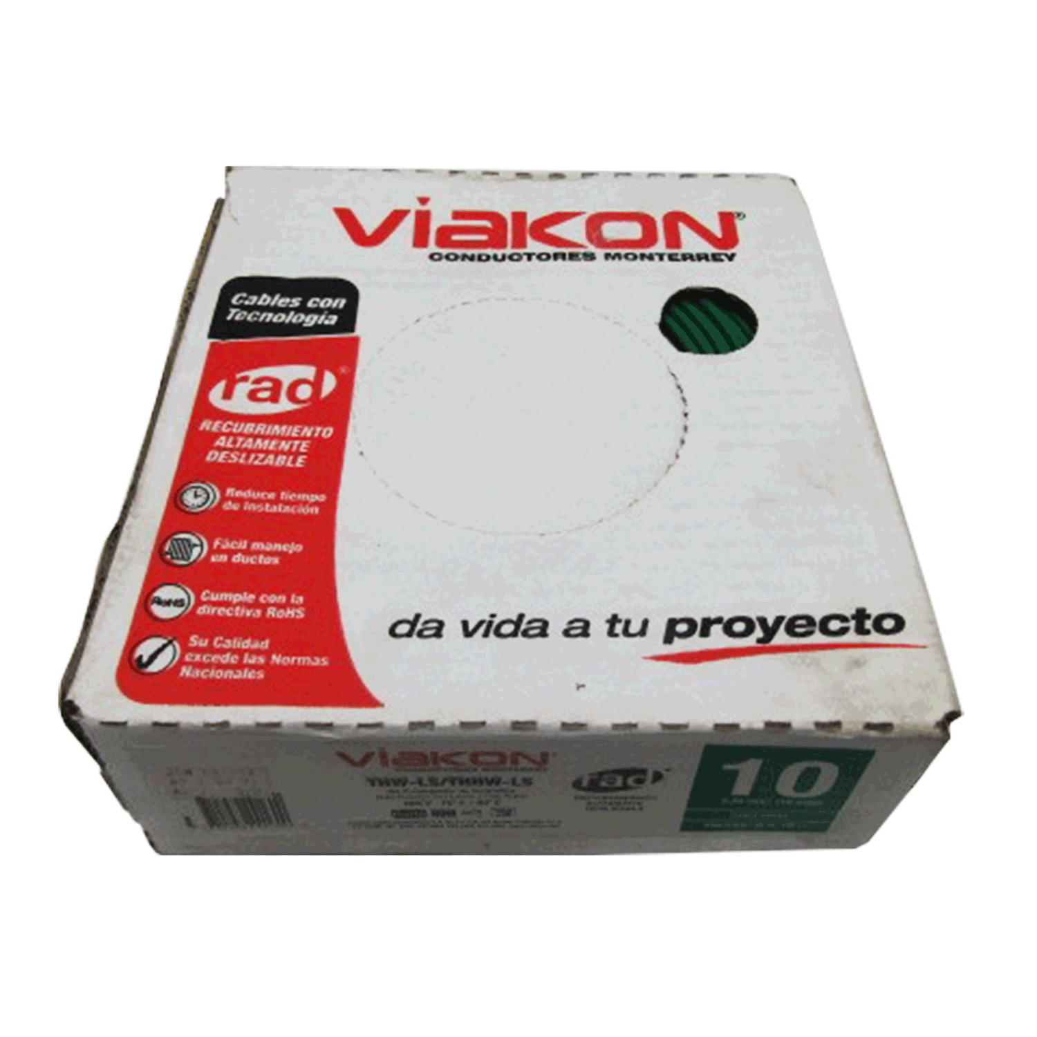 Imagen de CABLE THW-LS / THHW-LS 10 AWG PVC CAJA (VIAKON) "VERDE"