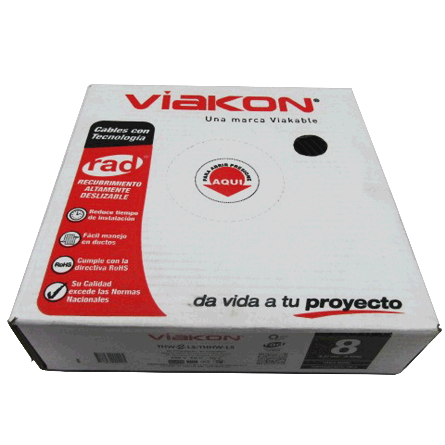 Imagen de CABLE THW-LS / THHW-LS 8 AWG   PVC CAJA (VIAKON) "NEGRO"