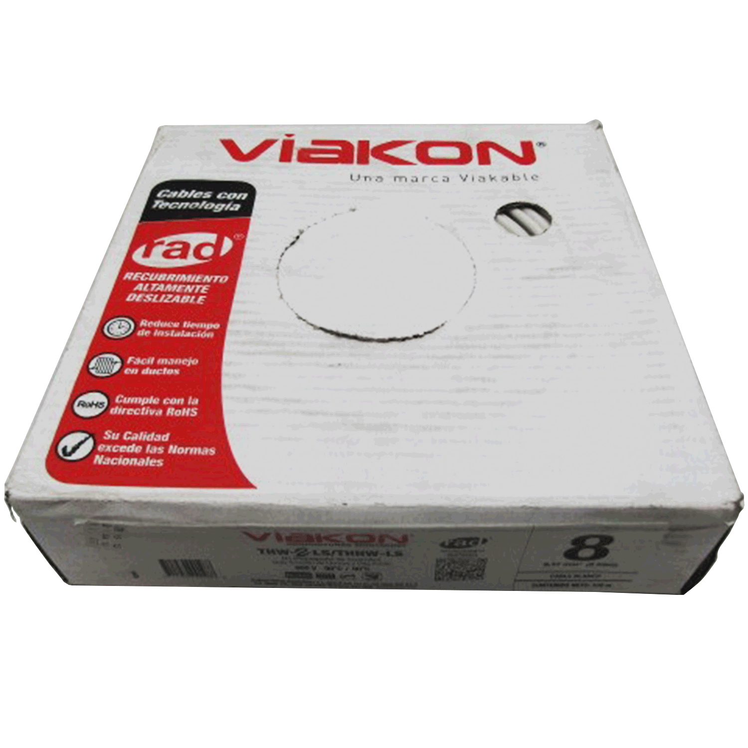 Imagen de CABLE THW-LS / THHW-LS 8 AWG   PVC CAJA (VIAKON) “BLANCO”