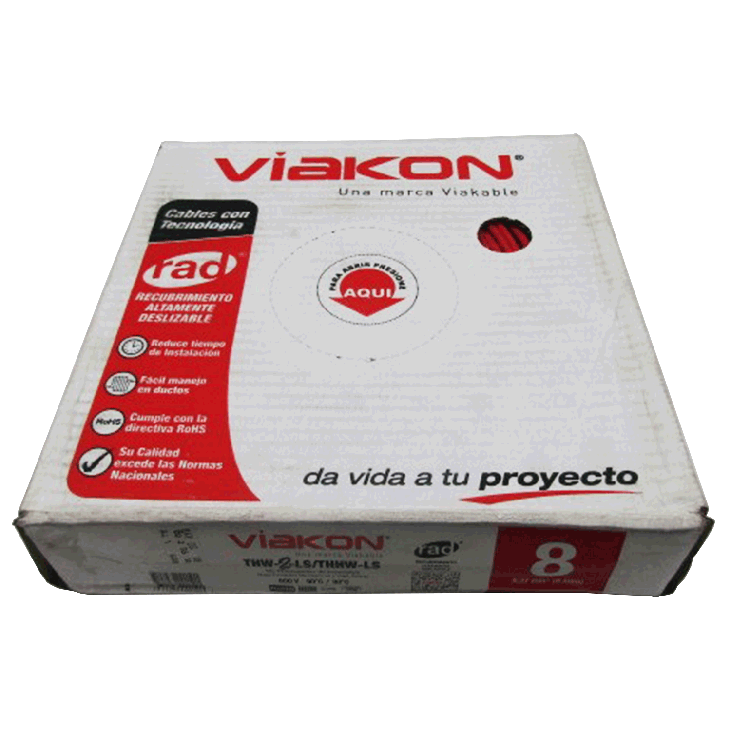 Imagen de CABLE THW-LS / THHW-LS 8 AWG   PVC CAJA (VIAKON) “ROJO”