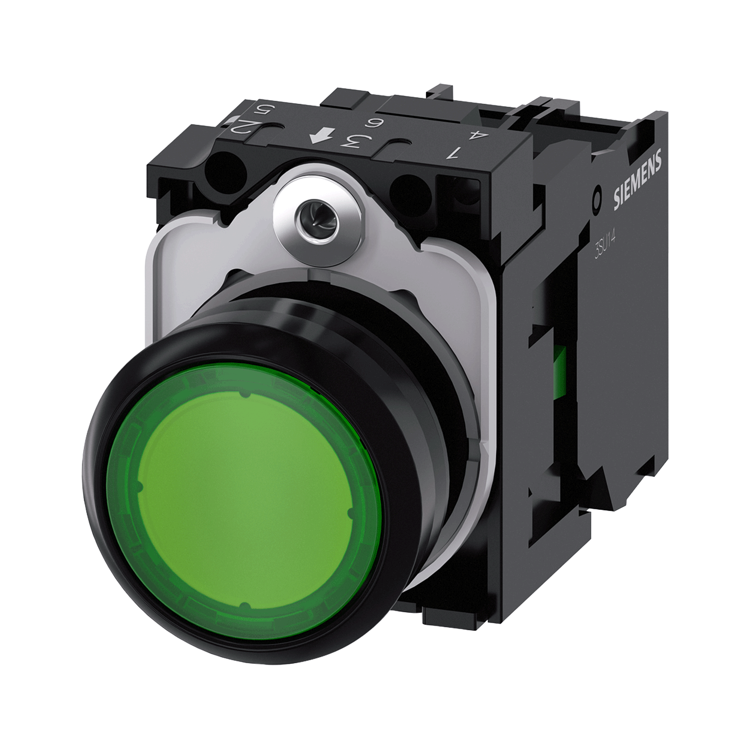 Imagen de BOTON PULSADOR ILUMINADO VERDE 22MM 1NA LED INTEGRADO 230V AC