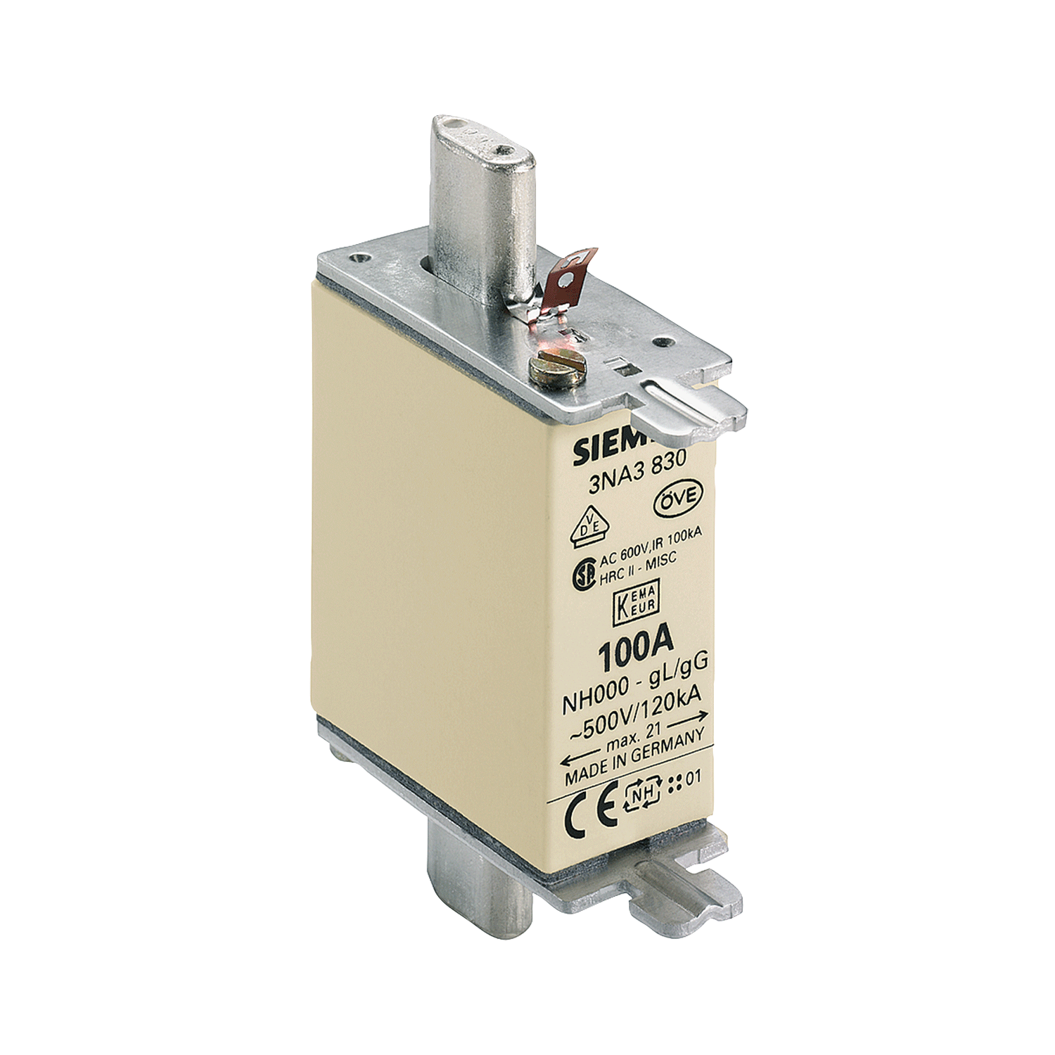 Imagen de FUSIBLE NH 3NA3 830 100 AMP TAMAÑO 00