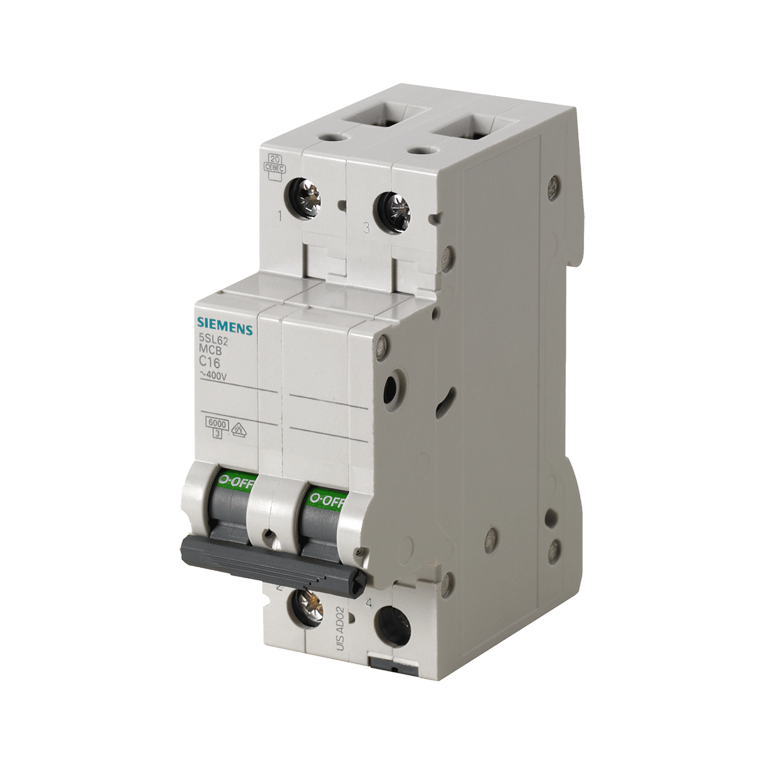 Imagen de PASTILLA INTERRUPTOR PARA RIEL DIN 5SL 2X2A 6KA 250/440V