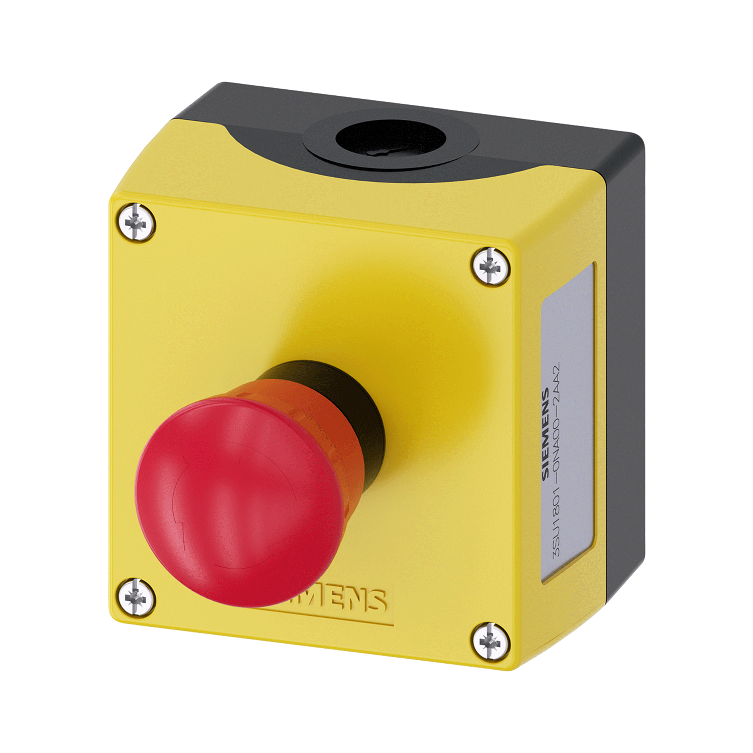 Imagen de CAJA BOTONERA CON BOTON HONGO INTEGRADO PLASTICO AMARILLO 1 PUNTO DE MANDO