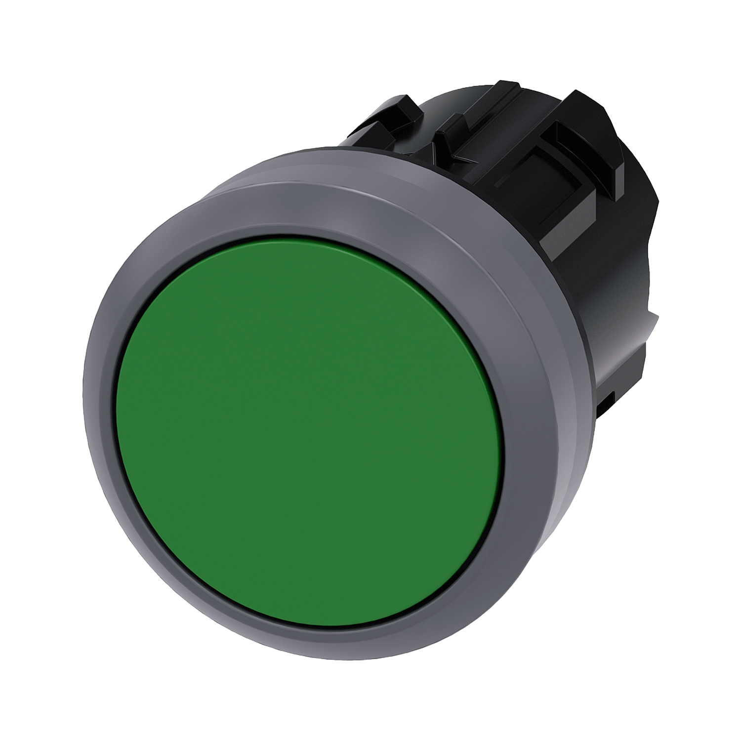 Imagen de BOTON PULSADOR VERDE 22MM PLASTICO ANILLO METALICO