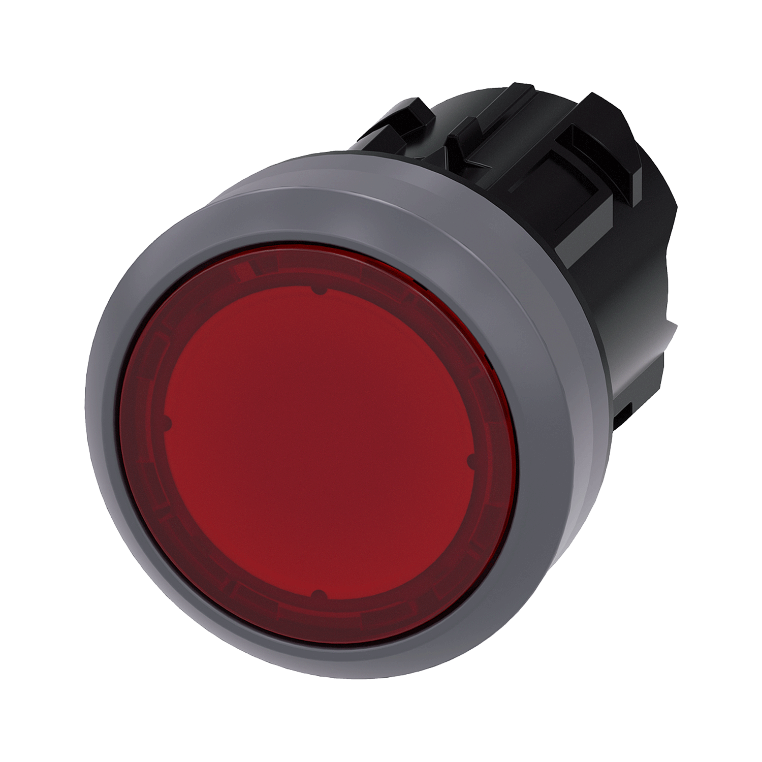 Imagen de BOTON PULSADOR ILUMINADO ROJO 22MM PLASTICO ANILLO METALICO