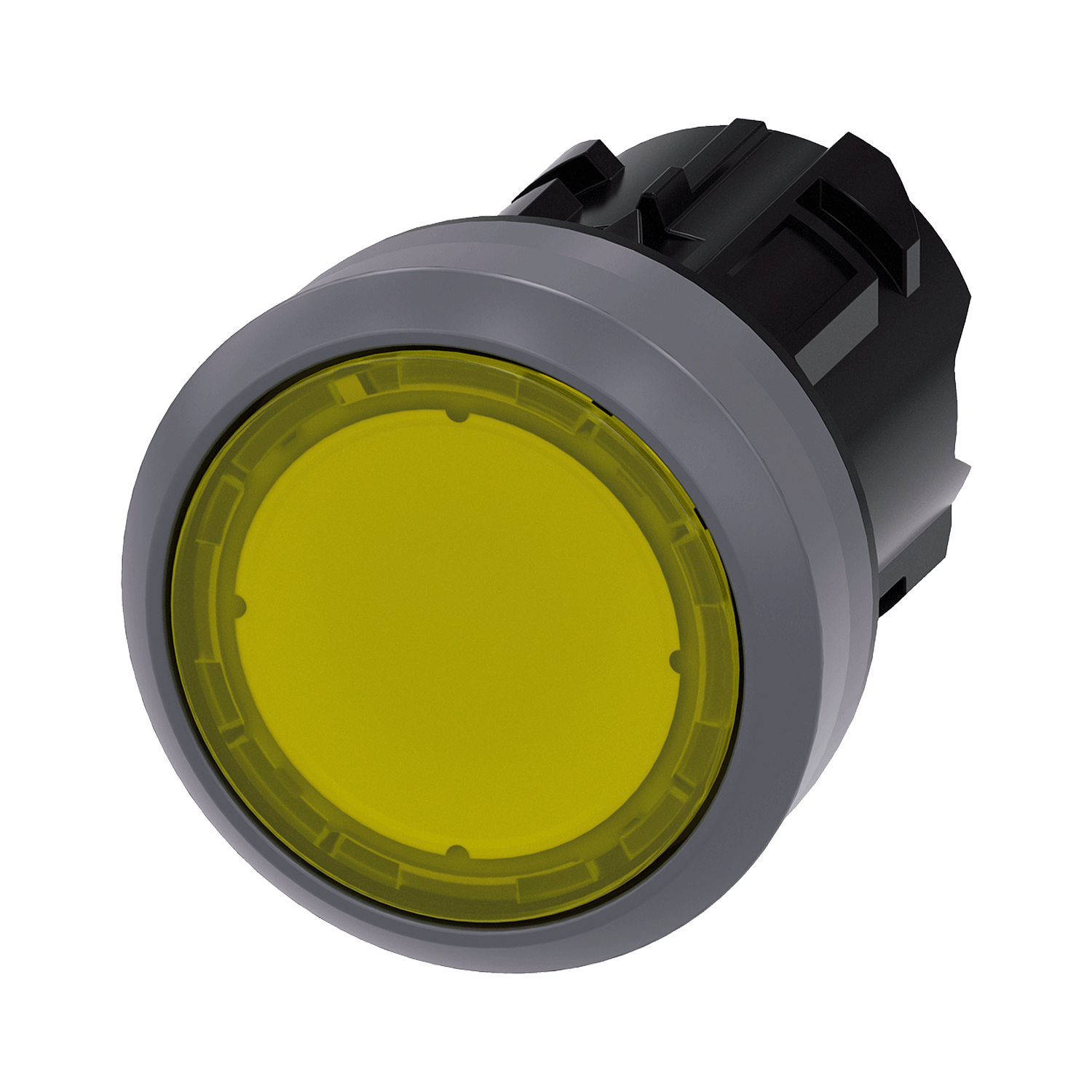 Imagen de BOTON PULSADOR ILUMINADO AMARILLO 22MM PLASTICO ANILLO METALICO