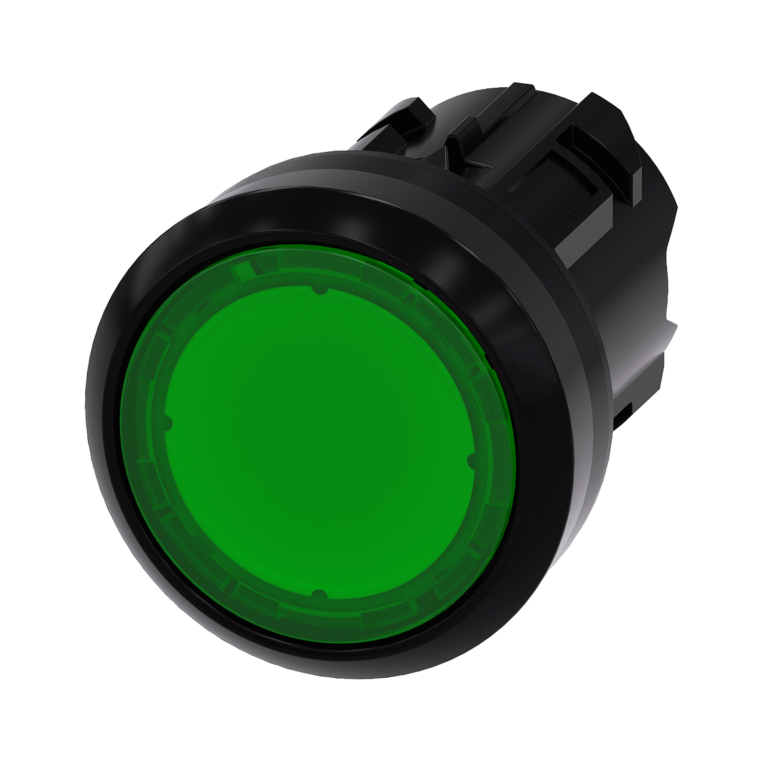 Imagen de BOTON PULSADOR ILUMINADO VERDE 22MM PLASTICO ANILLO METALICO