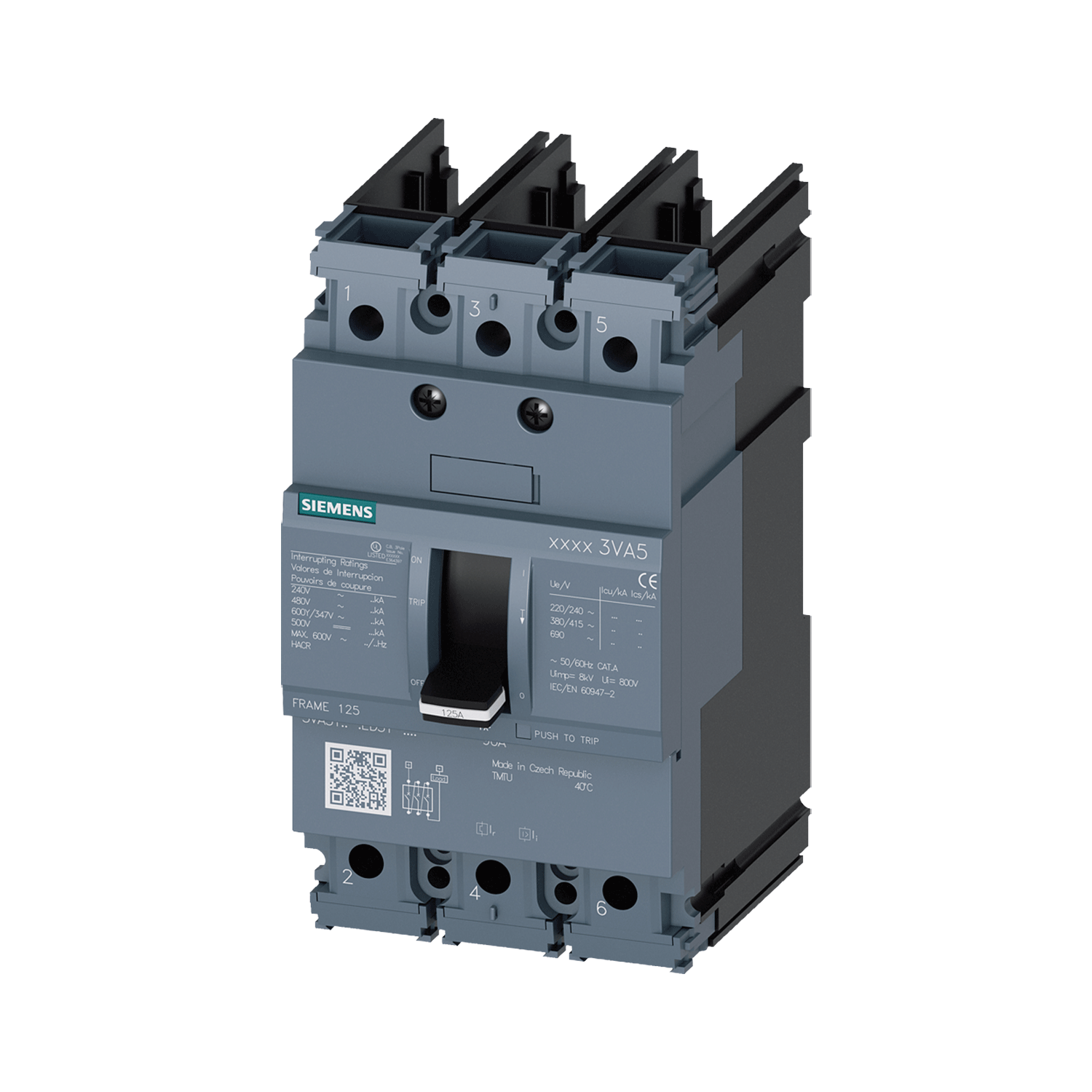 Imagen de INTERRUPTOR AUTOMATICO 3VA5 UL 25KA 50A 480V 3 POLOS