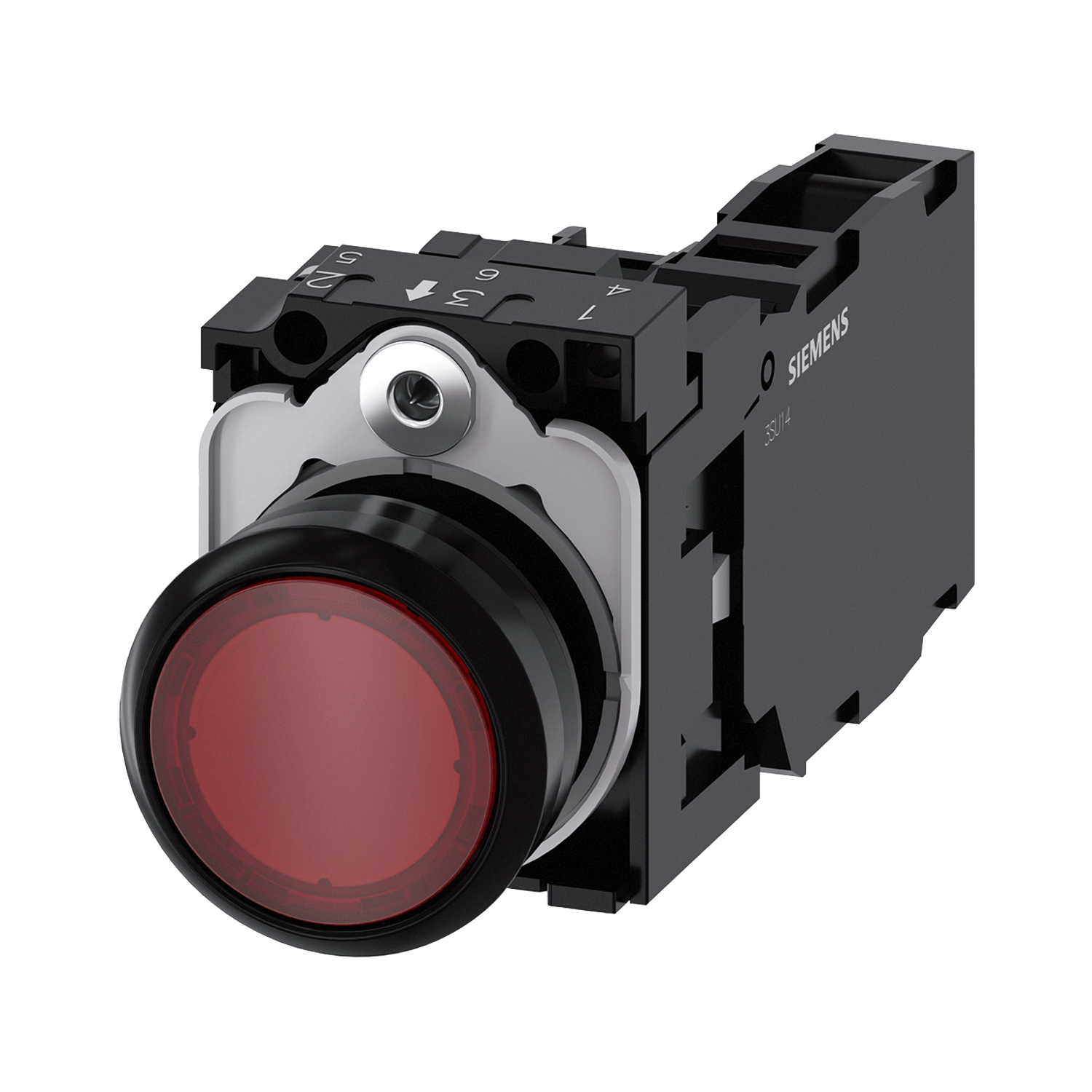 Imagen de BOTON PULSADOR ILUMINADO ROJO 22MM 1NA+1NC LED INTEGRADO 110V AC