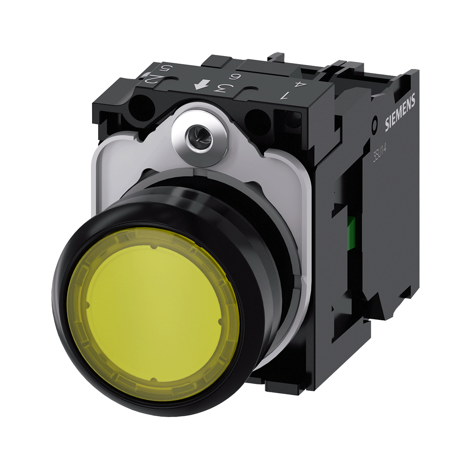 Imagen de BOTON PULSADOR ILUMINADO AMARILLO 22MM 1NA LED INTEGRADO 24V AC/DC