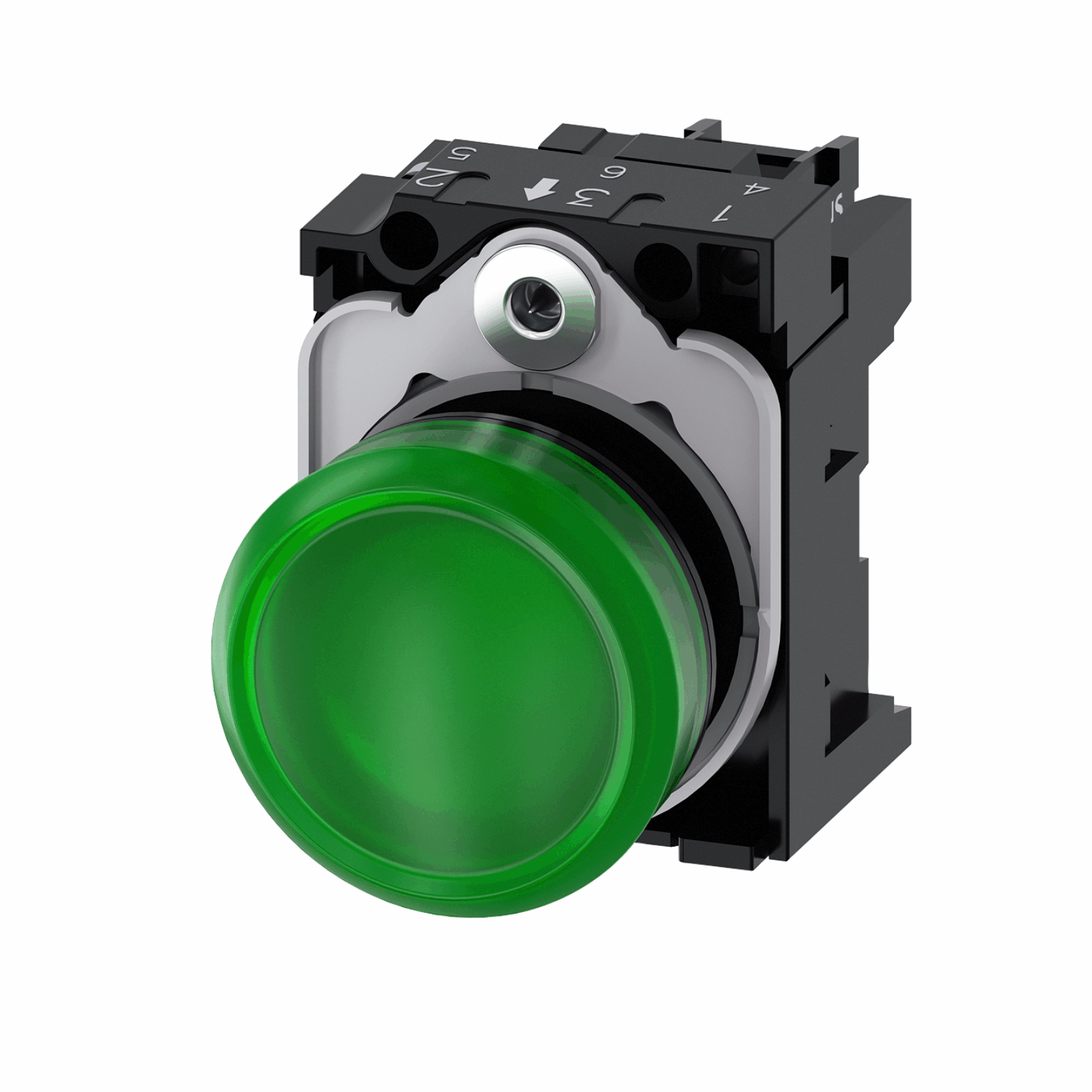 Imagen de LAMPARA DE SENALIZACION 22MM REDONDO PLASTICO VERDE 110 V CA