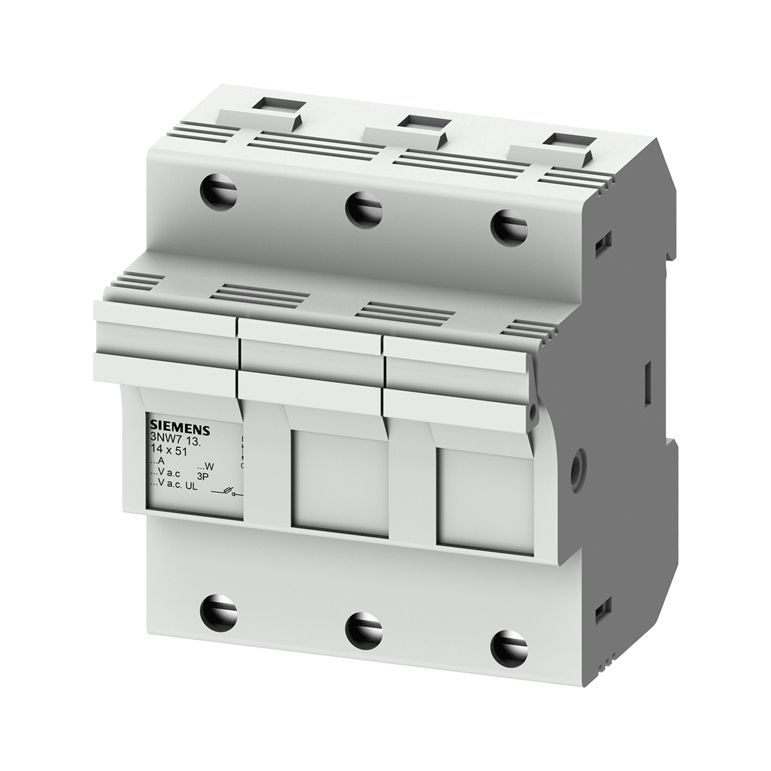 Imagen de BASE PARA MONTAJE DE FUSIBLES CILINDRICOS 3 POLOS TAMAÑO 14 X 51 MM, 500V IN= 50 A,