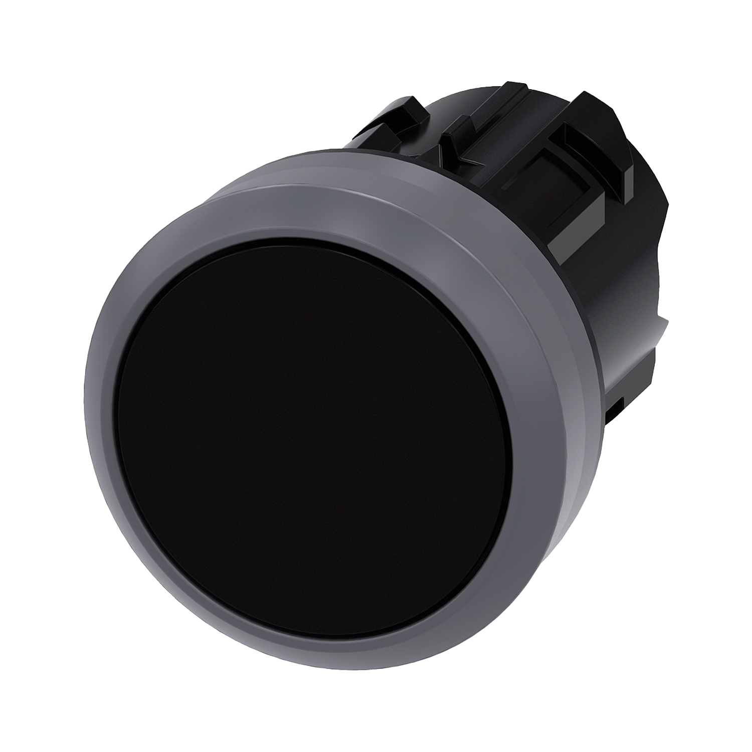 Imagen de BOTON PULSADOR NEGRO 22MM SOSTENIDO PLASTICO ANILLO METALICO