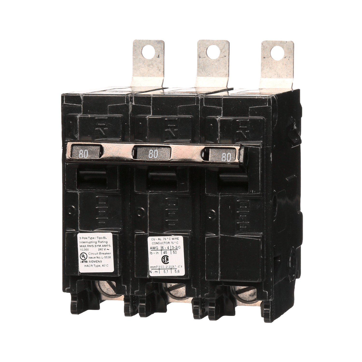 Imagen de PASTILLA INTERRUPTOR BL 3X80A 10KA 120/240V