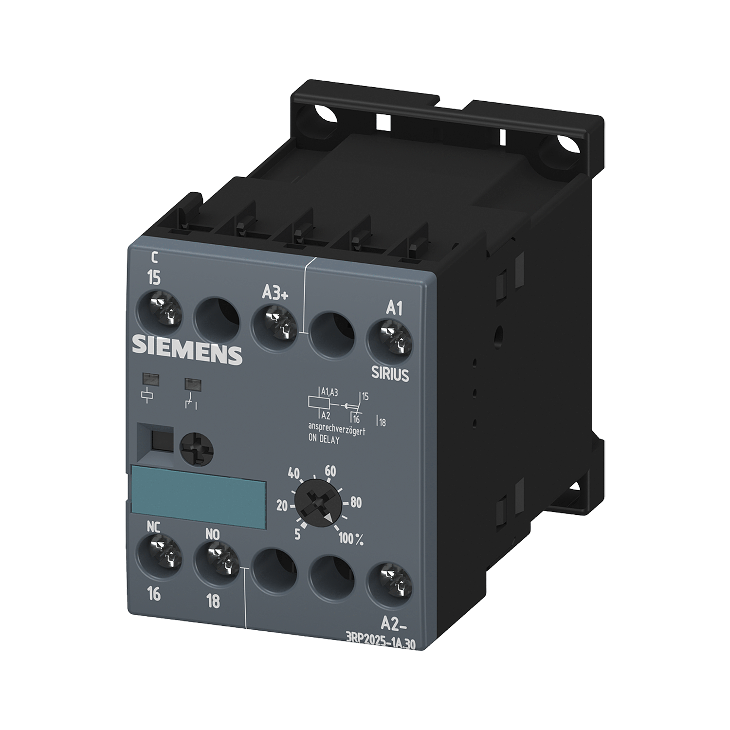 Imagen de RELEVADOR DE TIEMPO RETARDADO A LA EXCITACIÓN AJUSTE 0.05S A 100H 24V AC/DC, 200...240V AC