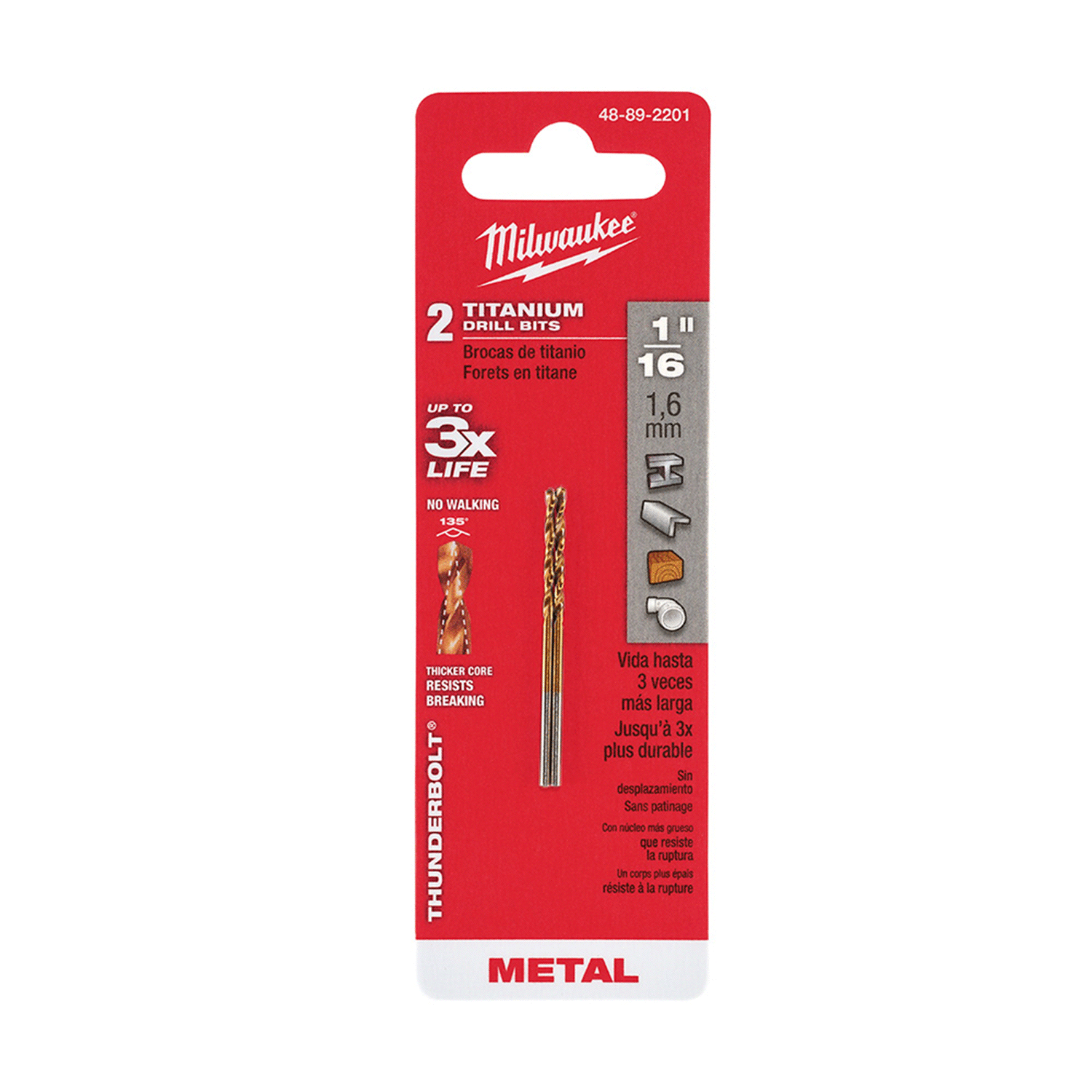 Imagen de BROCA THUNDERBOLT TITANIUM 1/16" MILWAUKEE