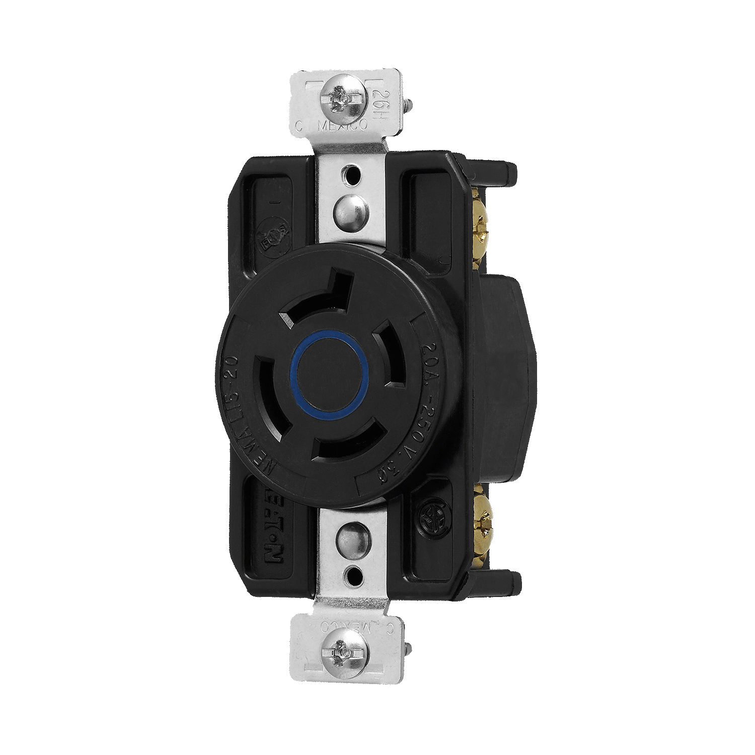 Imagen de CONTACTO MEDIA VUELTA 3P 4H 20A 3Ø 250V AC NEMA L15-20 GRADO INDUSTRIAL