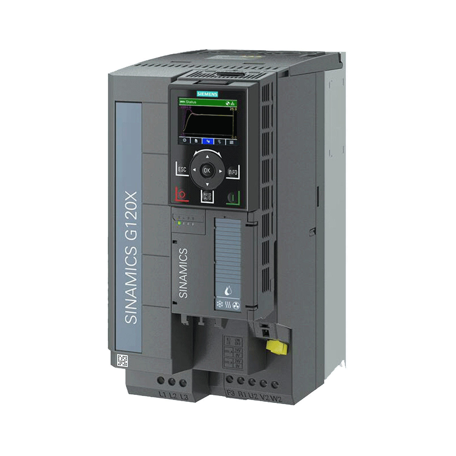 Imagen de VARIADOR G120X 15HP TRIFASICO 440 VAC COMUNICACIÓN PROFINET, ETHERNET/IP FILTRO EMC INCLUYE PANEL