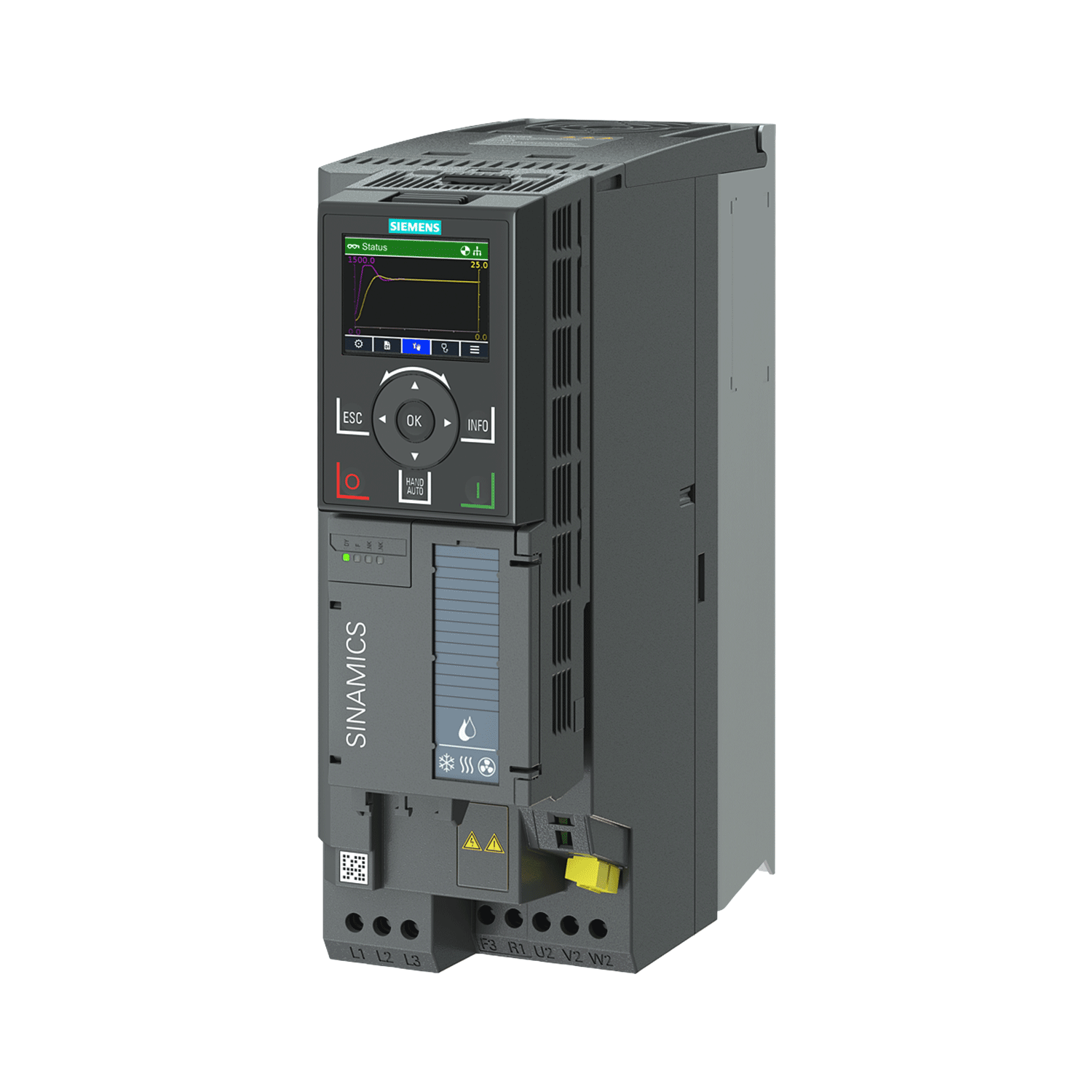 Imagen de VARIADOR G120X 10HP TRIFASICO 440 VAC COMUNICACIÓN PROFINET, ETHERNET/IP FILTRO EMC INCLUYE PANEL