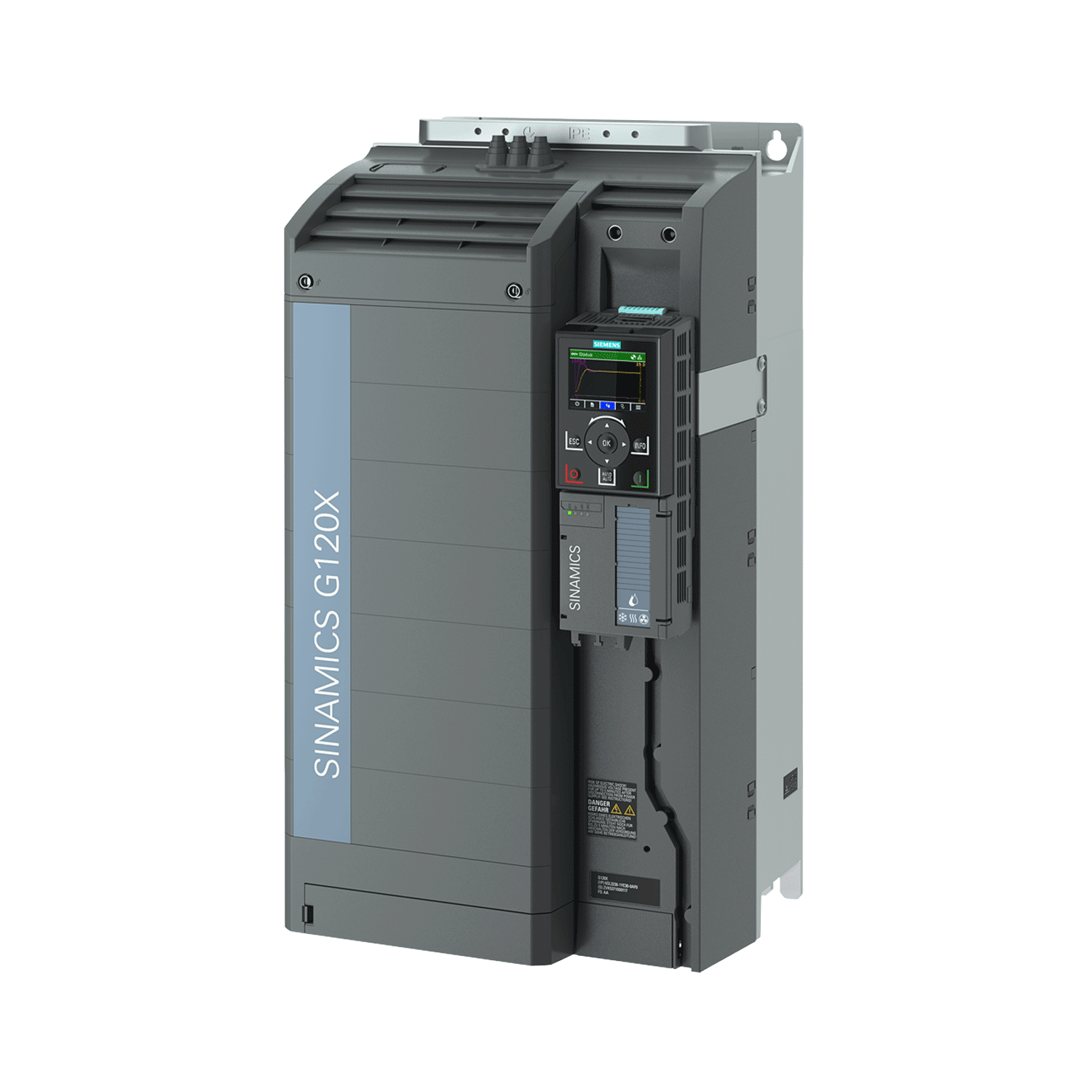 Imagen de VARIADOR G120X 100HP TRIFASICO 440 VAC COMUNICACIÓN PROFINET, ETHERNET/IP FILTRO EMC INCLUYE PANEL