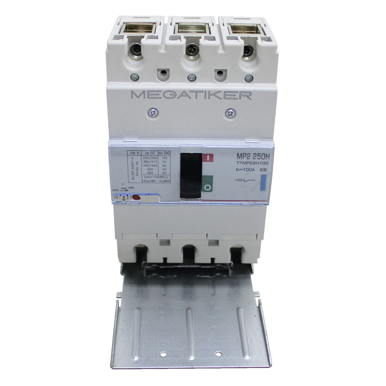 Imagen de INTERRUPTOR MP2 250H 3X100A 100KA/220, 60KA/440, 40KA/480V MEGATIKER