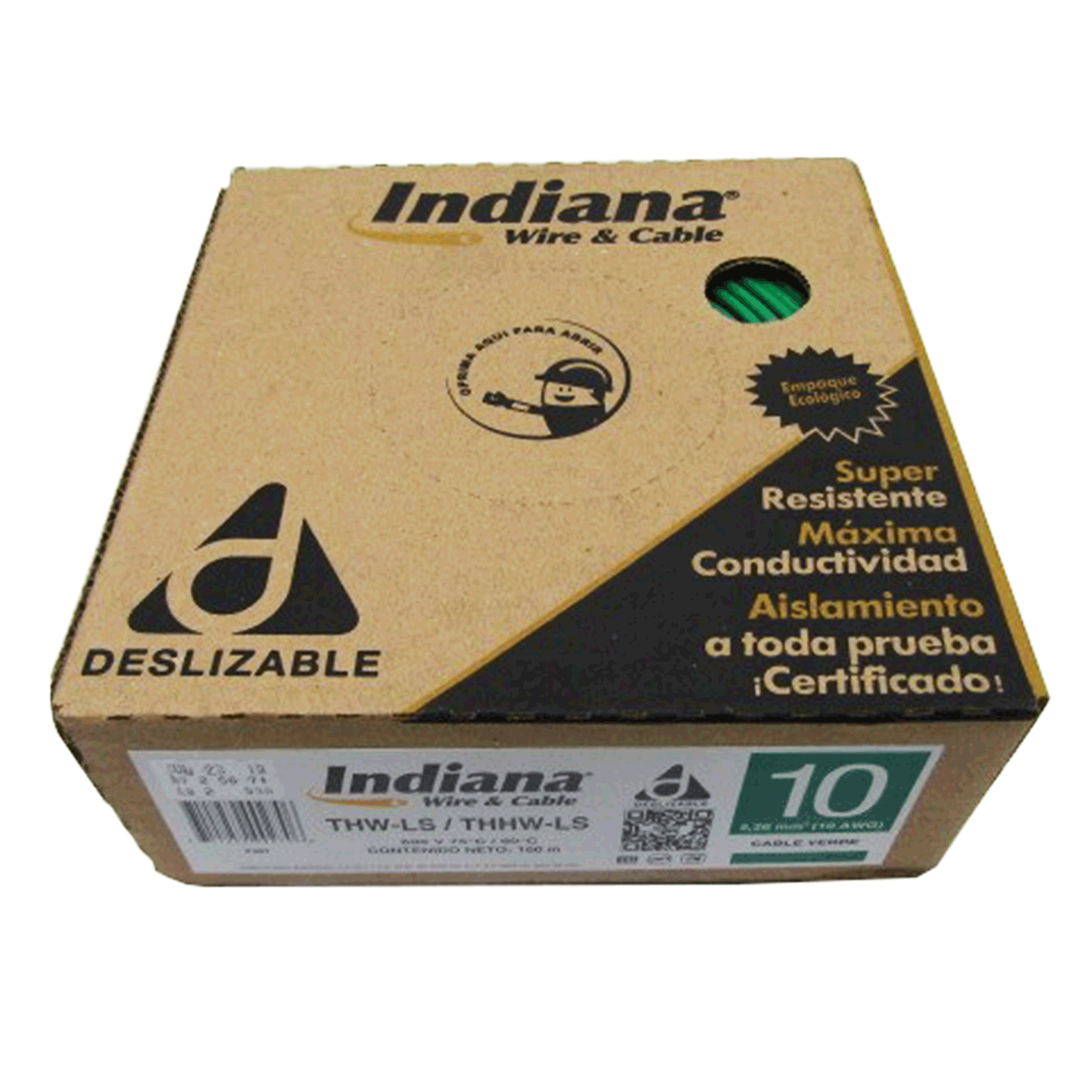 Imagen de CABLE THW-LS/THHW-LS 10 AWG INDIANA “VERDE” CAJA/ROLLO 100 MTS